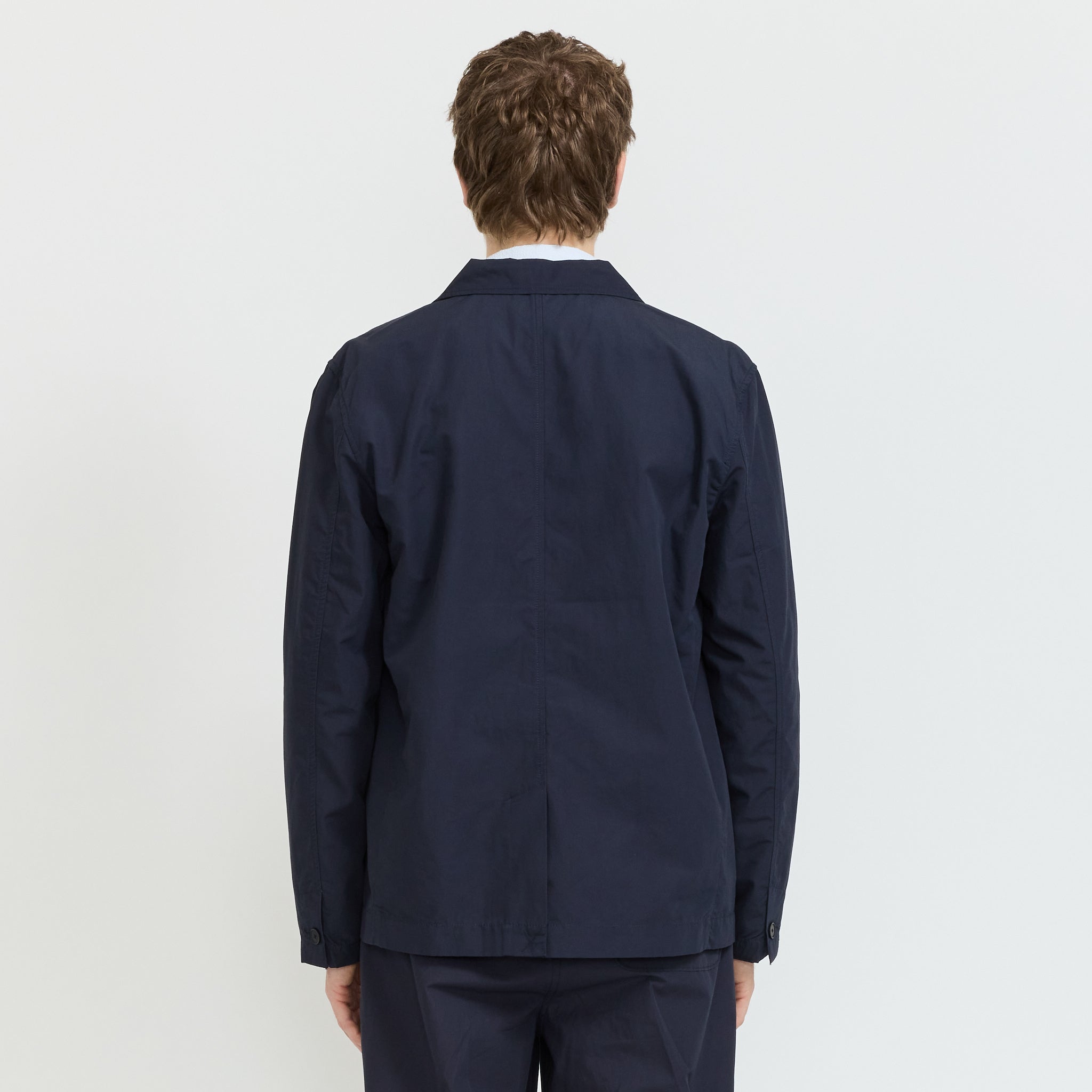 Wide Fit Blazer Navy Tech Slub