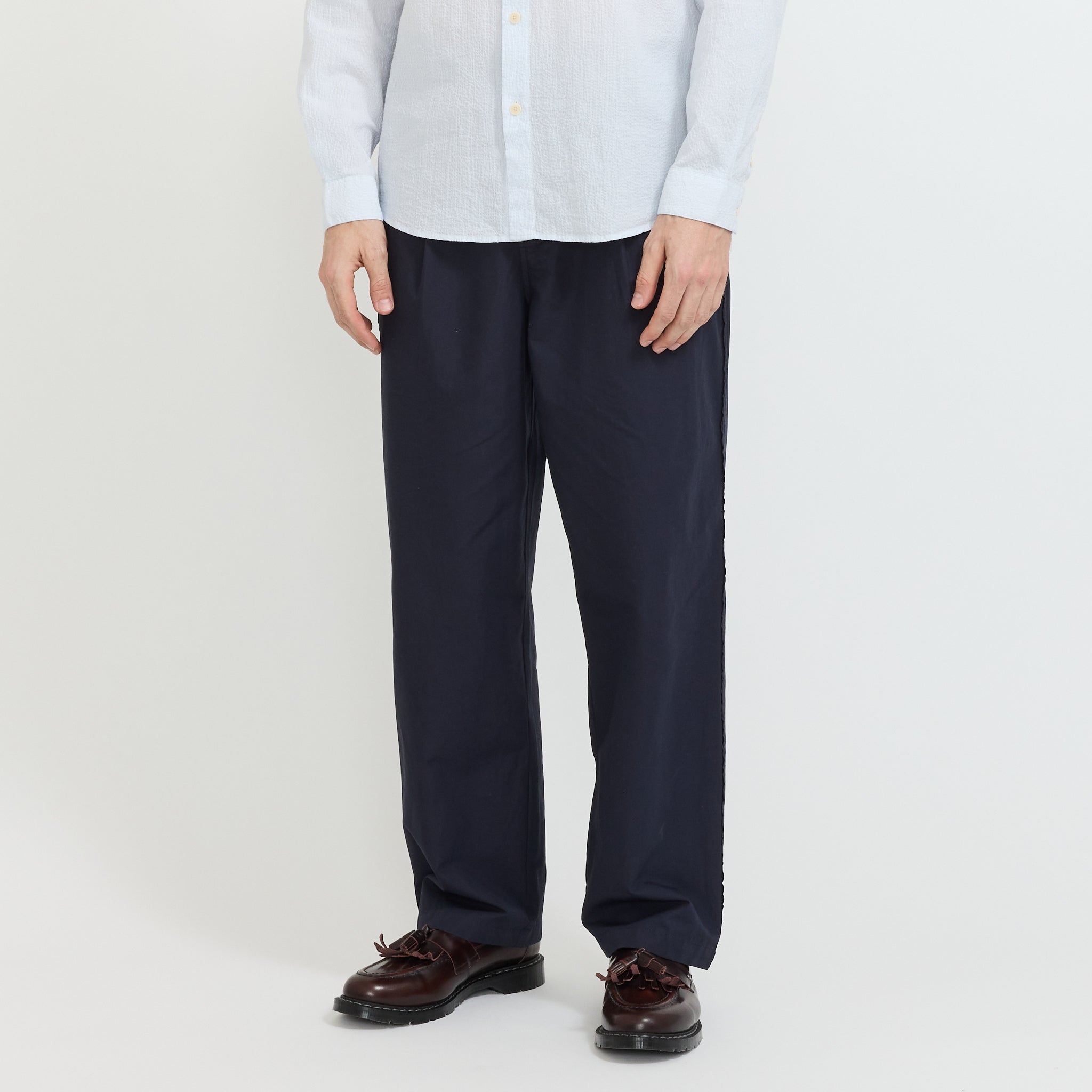 Wide Fit Trouser Navy Tech Slub