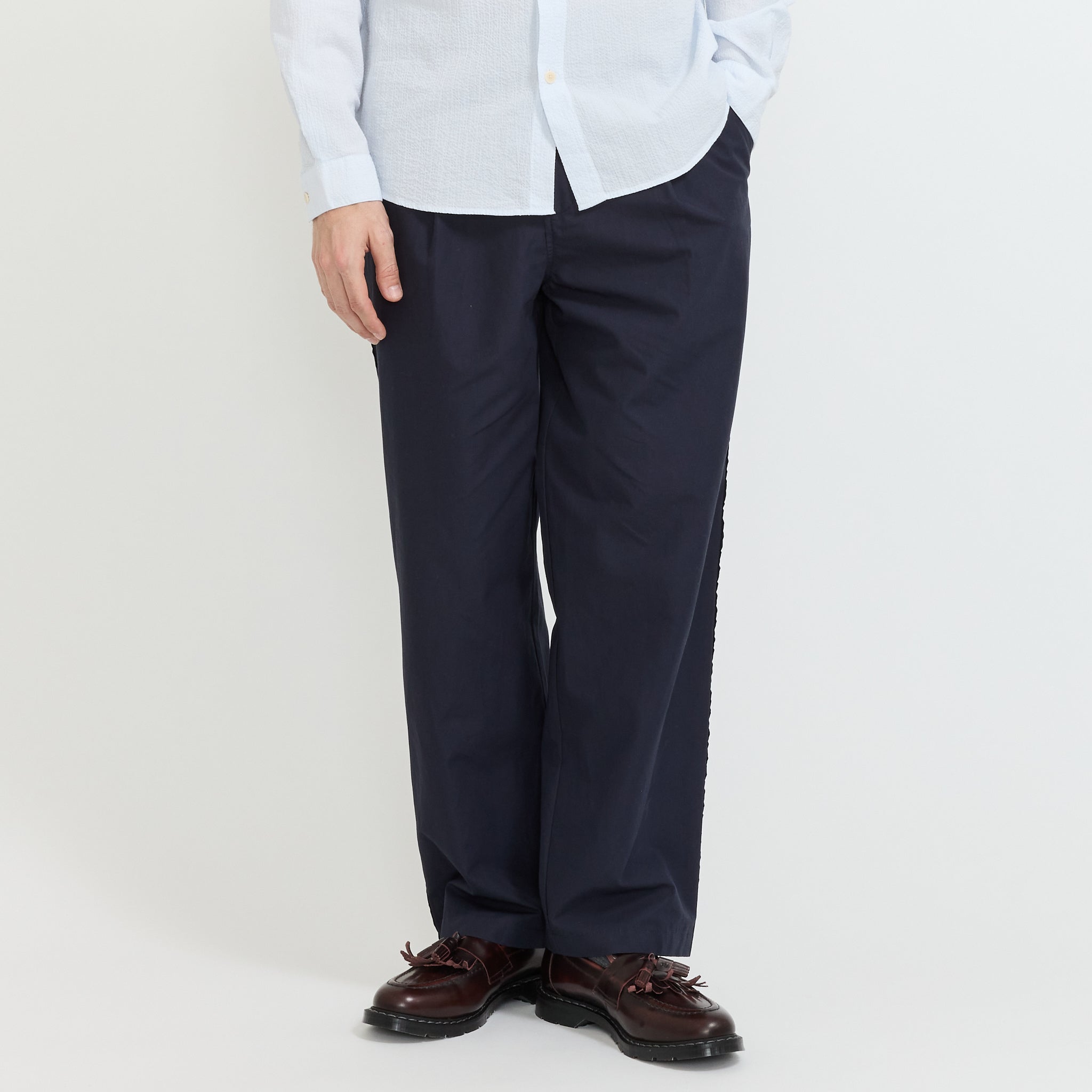 Wide Fit Trouser Navy Tech Slub
