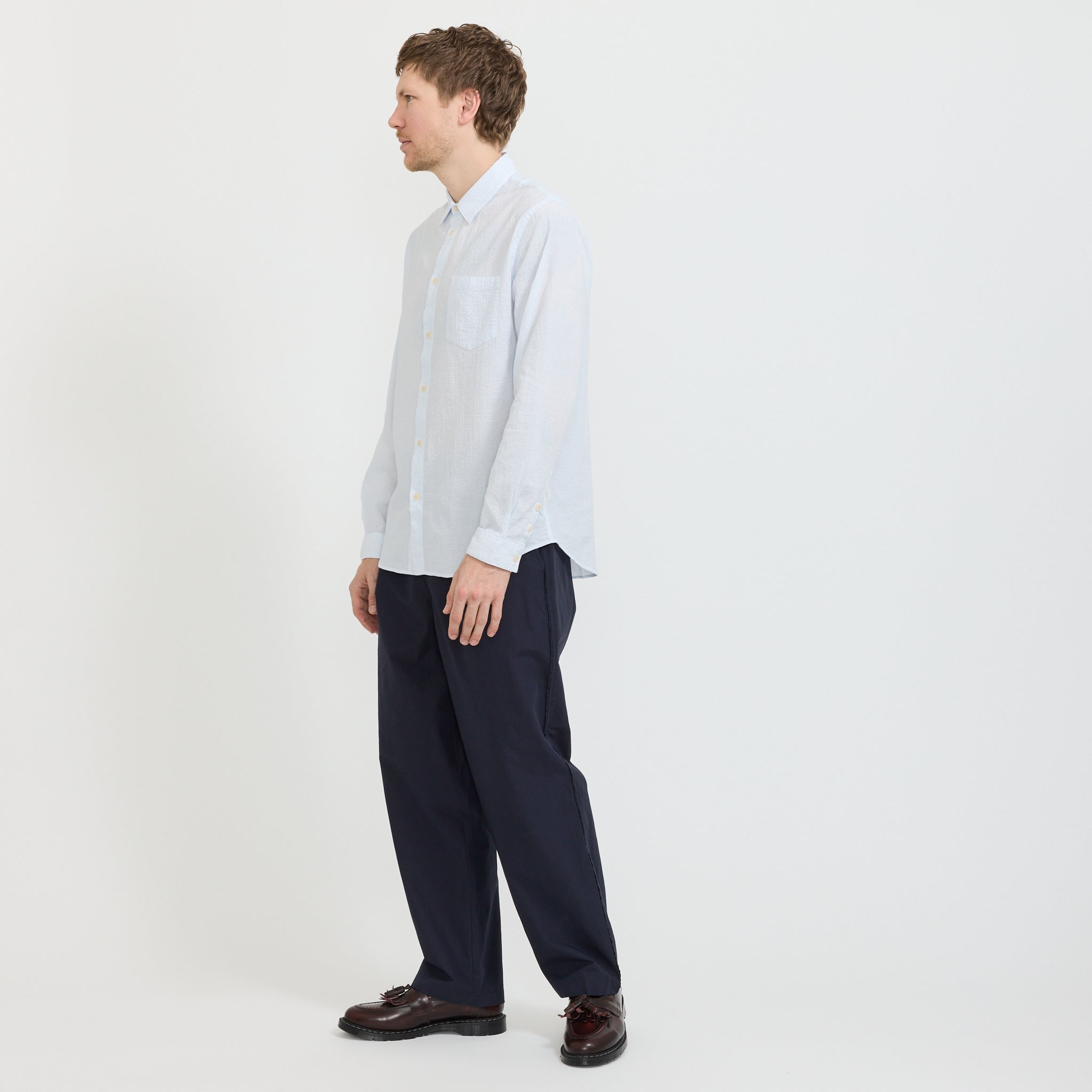 Wide Fit Trouser Navy Tech Slub