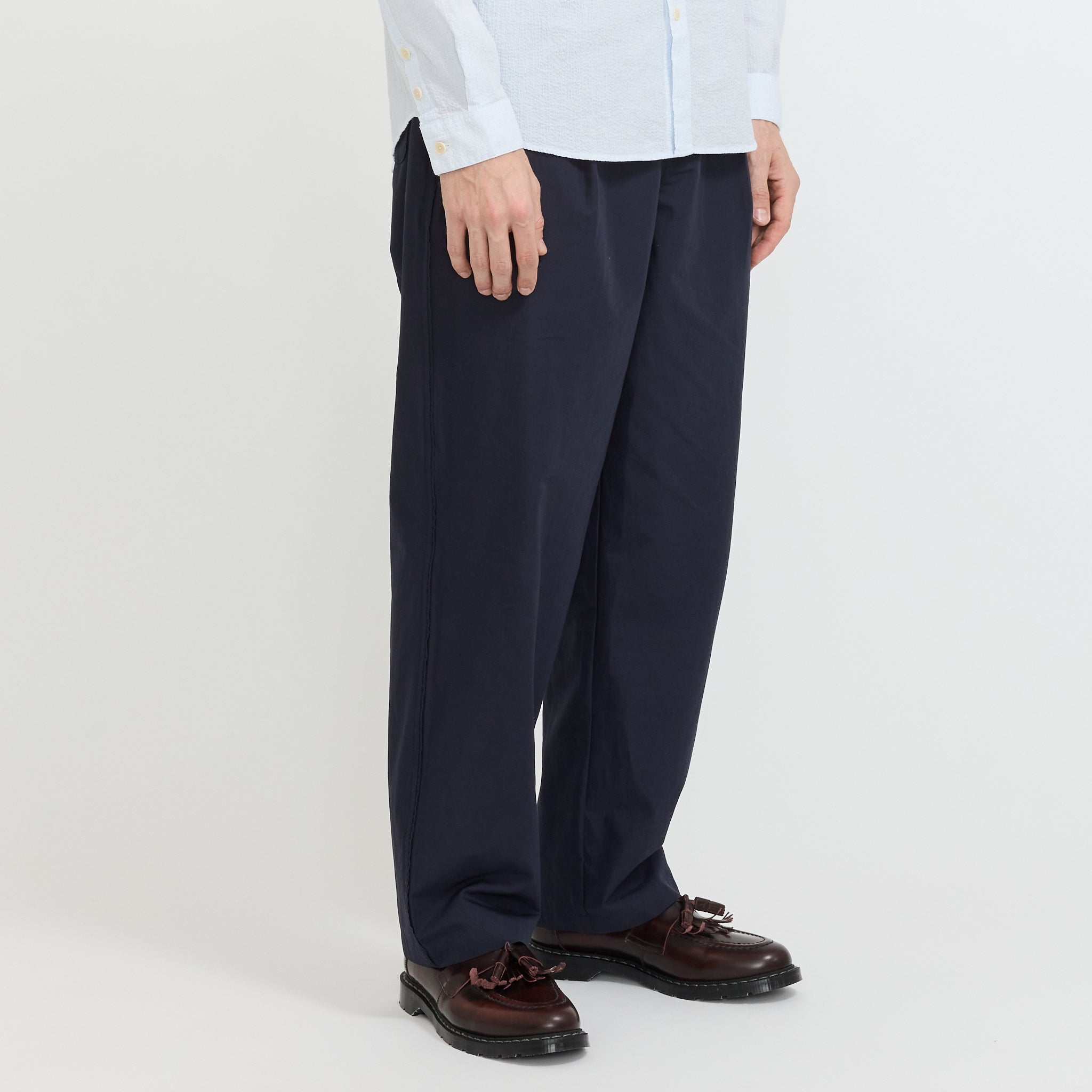 Wide Fit Trouser Navy Tech Slub