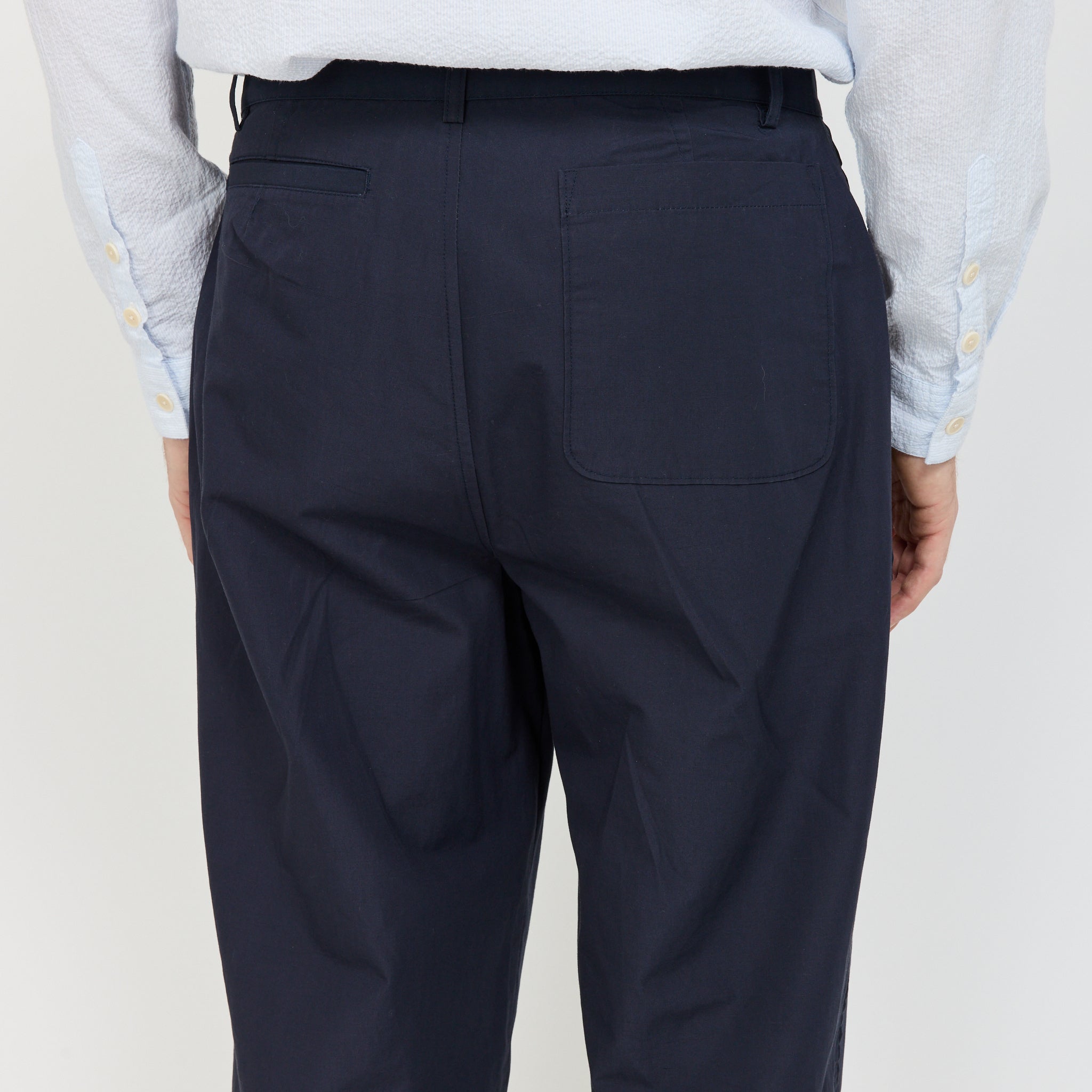 Wide Fit Trouser Navy Tech Slub