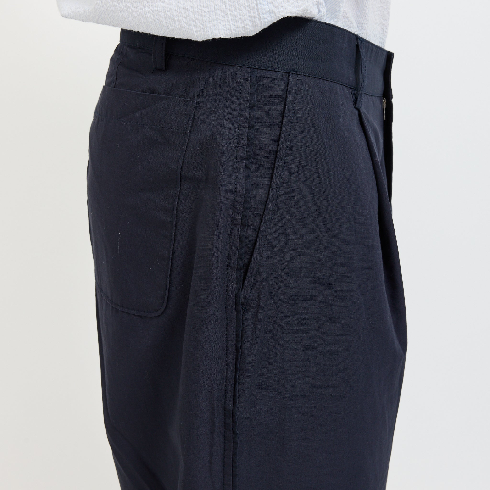 Wide Fit Trouser Navy Tech Slub