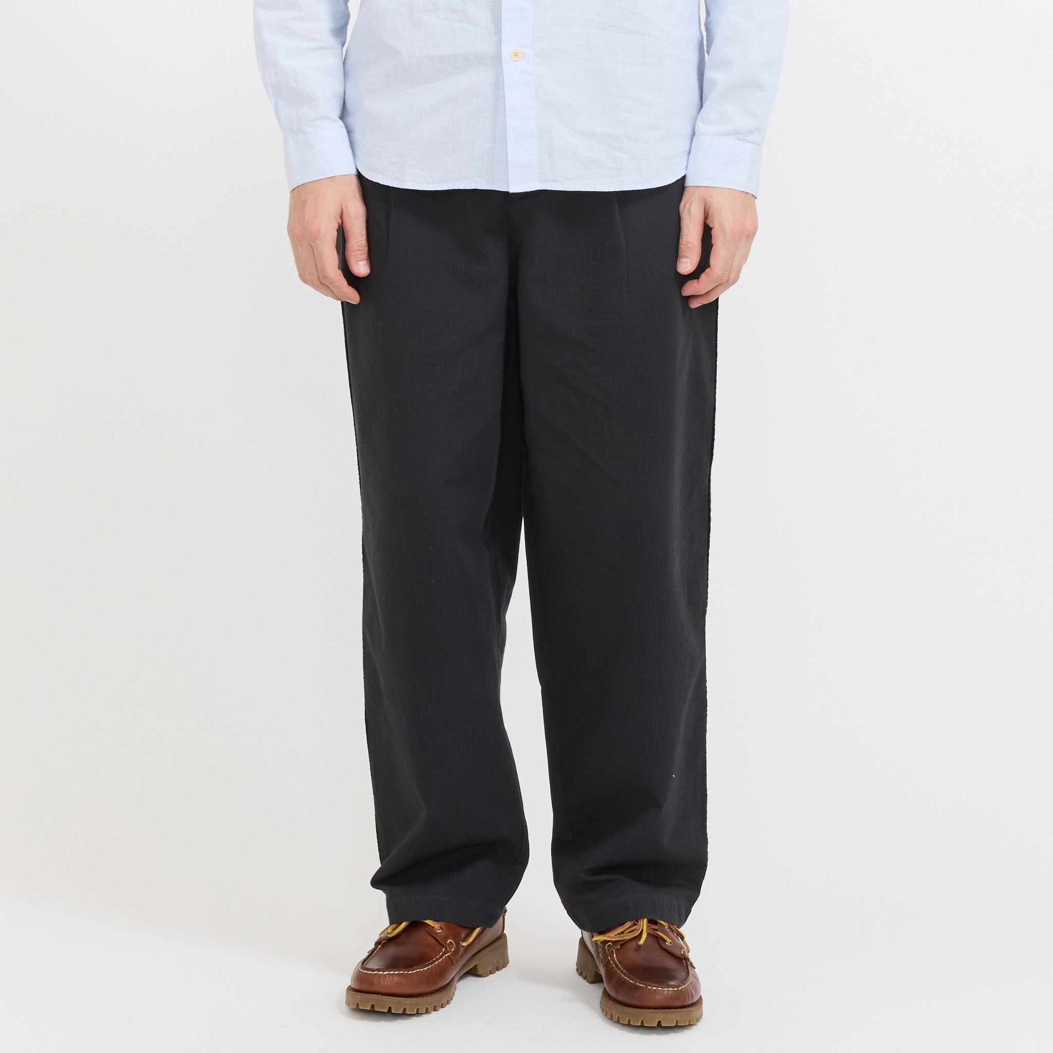 Wide Fit Trouser Soft Black Topstitch