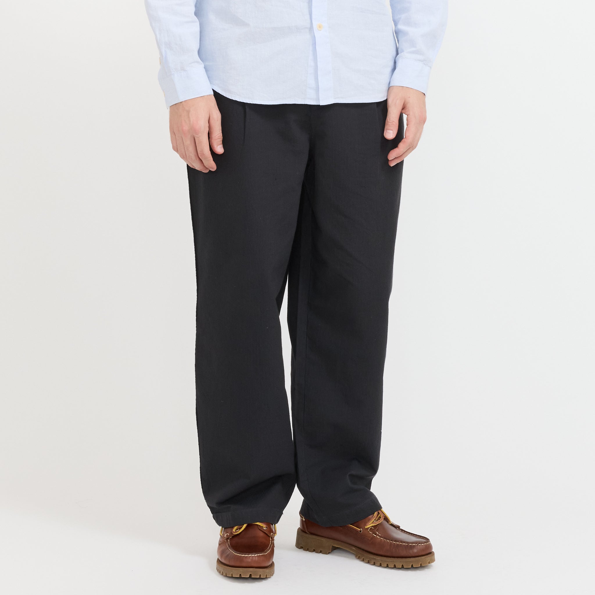 Wide Fit Trouser Soft Black Topstitch