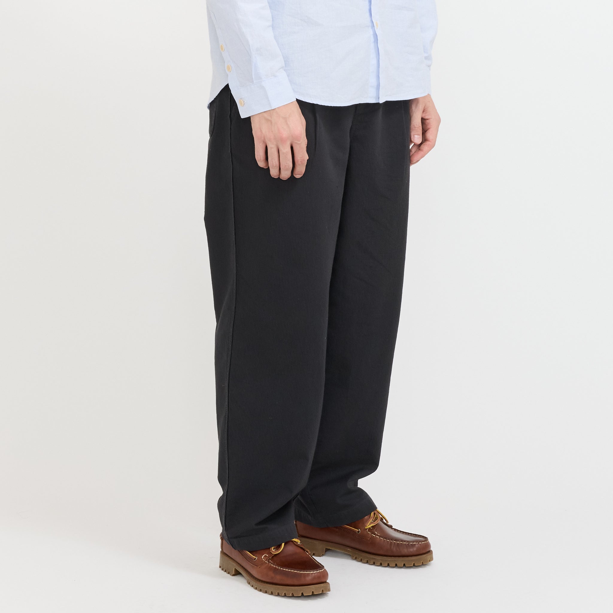 Wide Fit Trouser Soft Black Topstitch