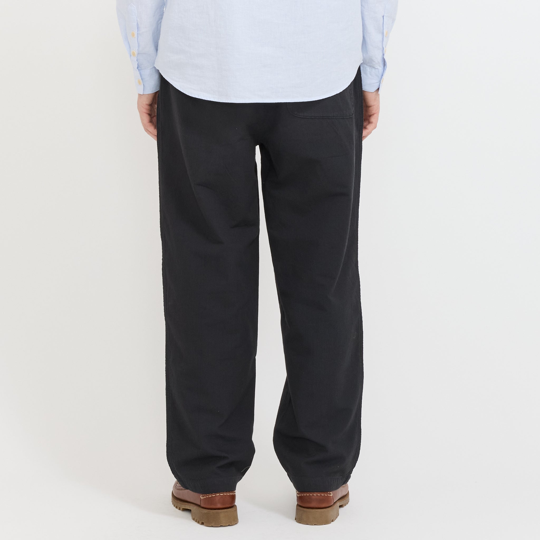 Wide Fit Trouser Soft Black Topstitch