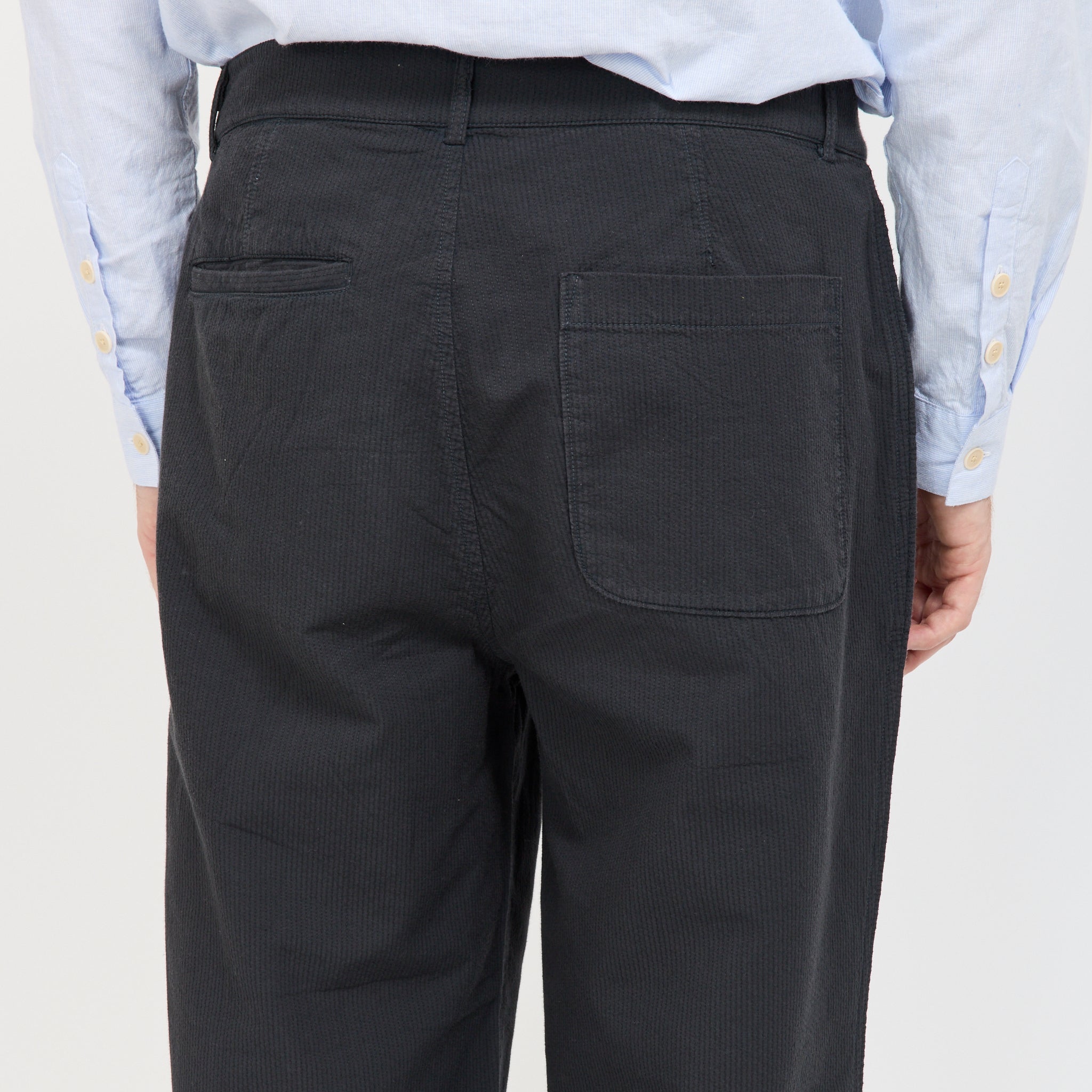 Wide Fit Trouser Soft Black Topstitch