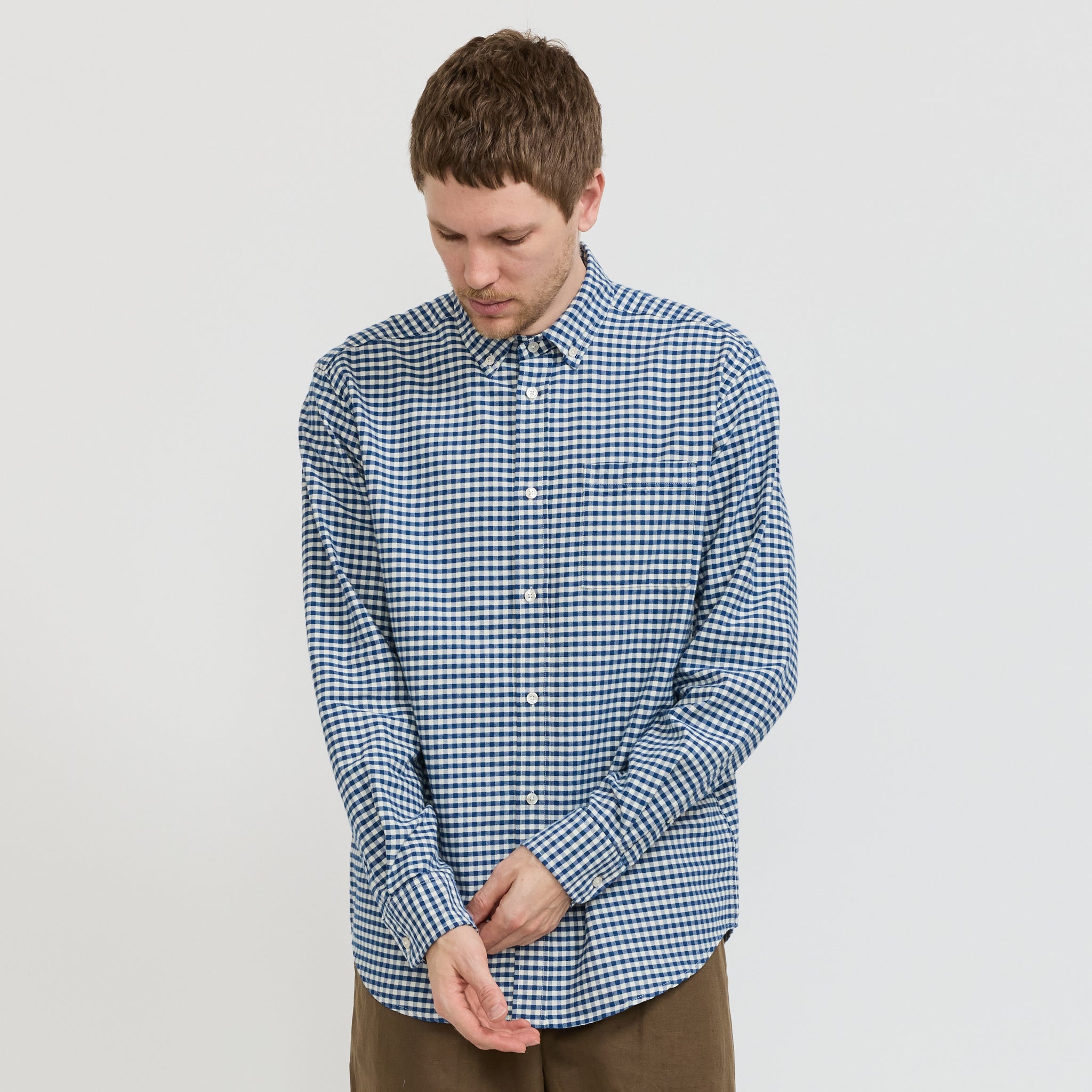 Foret | Creek Brushed Check Shirt Blue/Cloud | Maplestore