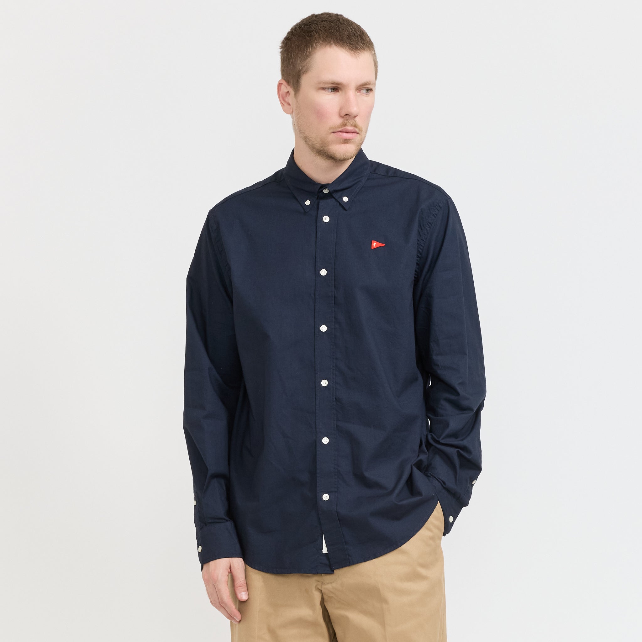 Foret | Flag Regular Fit Oxford Shirt Navy | Maplestore