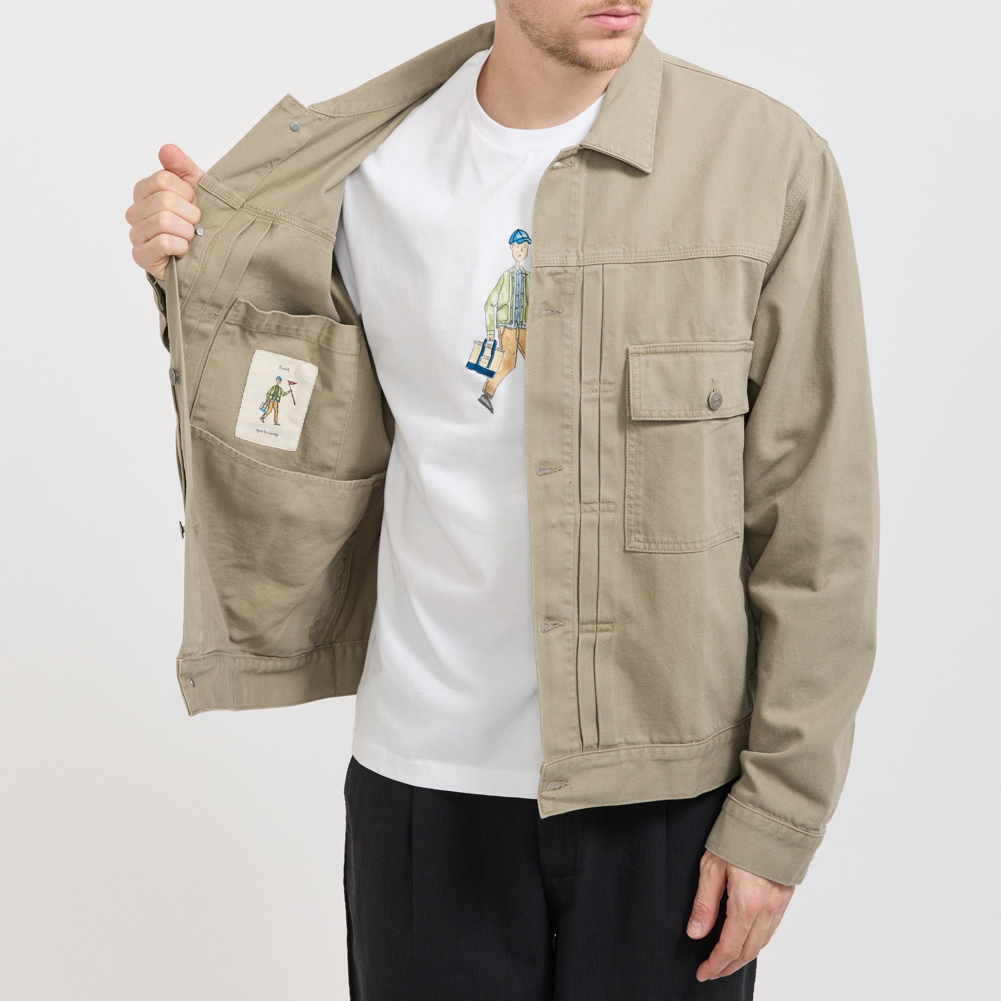 Foret | Hazy Twill Jacket Light Taupe | Maplestore