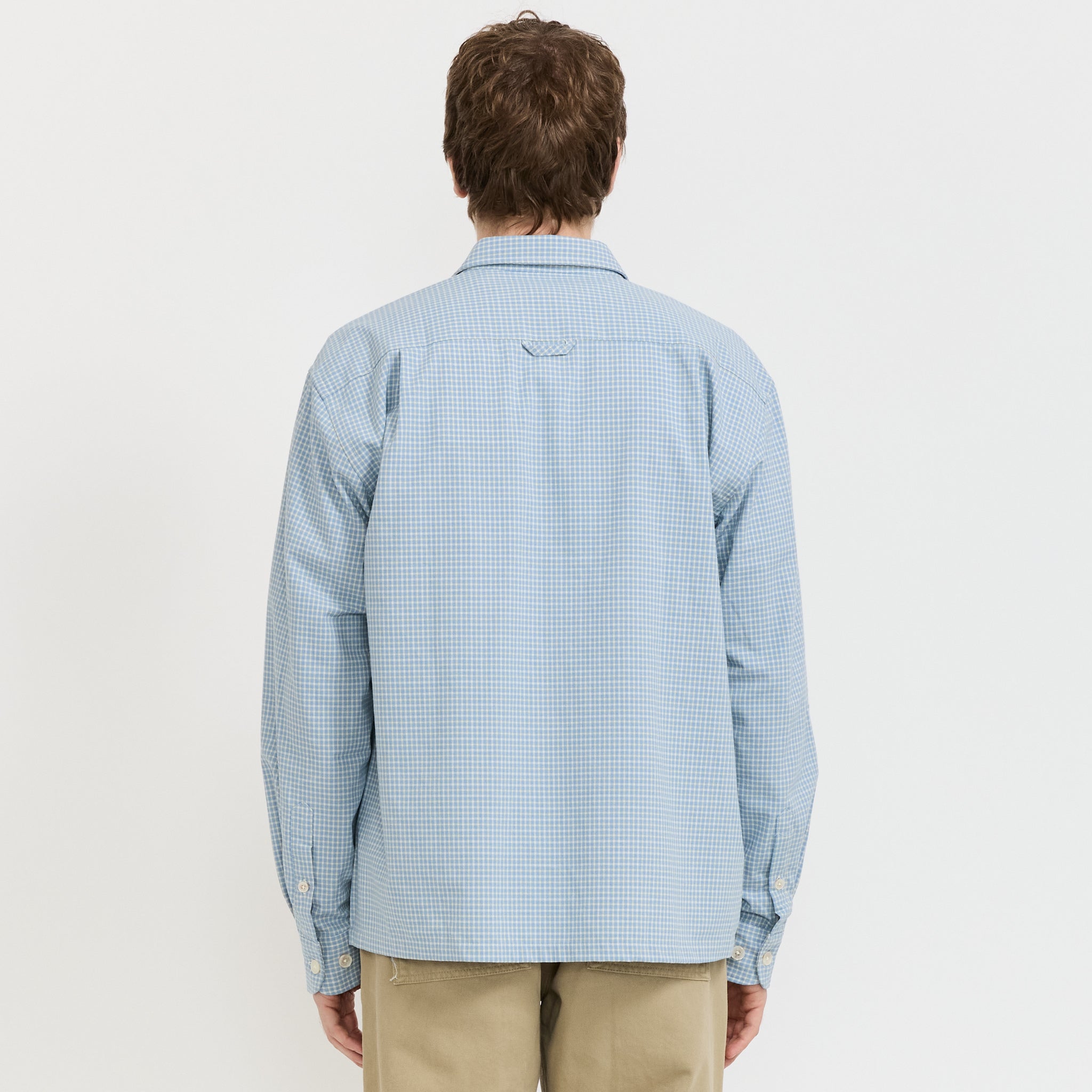 Lunar Relaxed Fit Textured Overshirt Light Blue Check