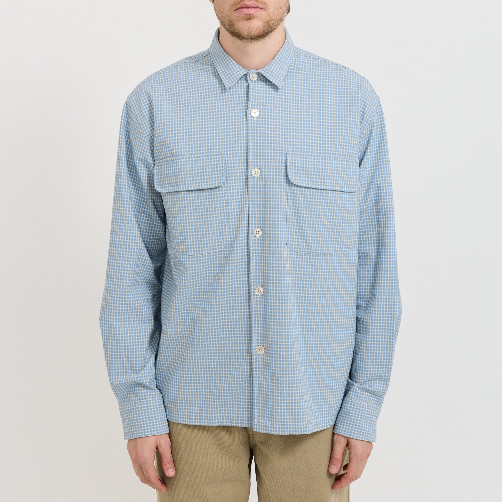 Lunar Relaxed Fit Textured Overshirt Light Blue Check