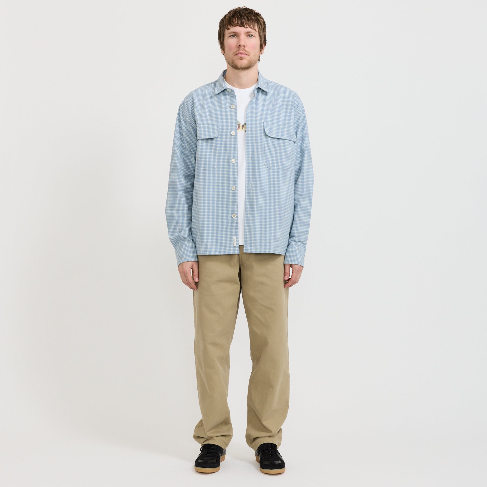 Lunar Relaxed Fit Textured Overshirt Light Blue Check