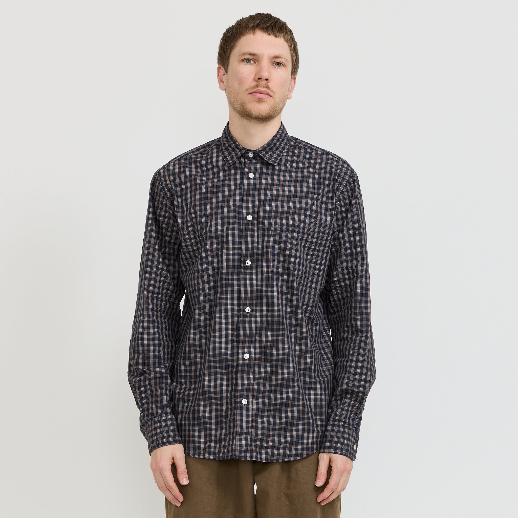 Foret | Maple Poplin Shirt Navy/Red | Maplestore