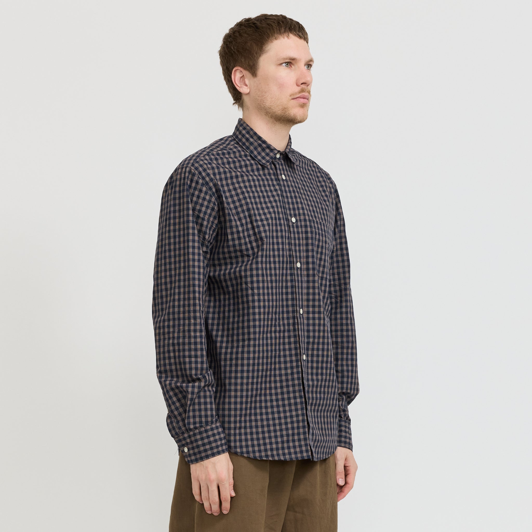 Foret | Maple Poplin Shirt Navy/Red | Maplestore