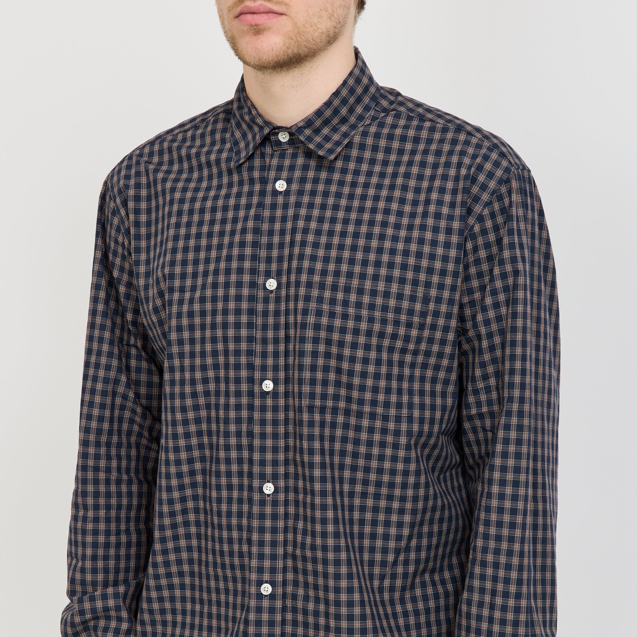 Foret | Maple Poplin Shirt Navy/Red | Maplestore