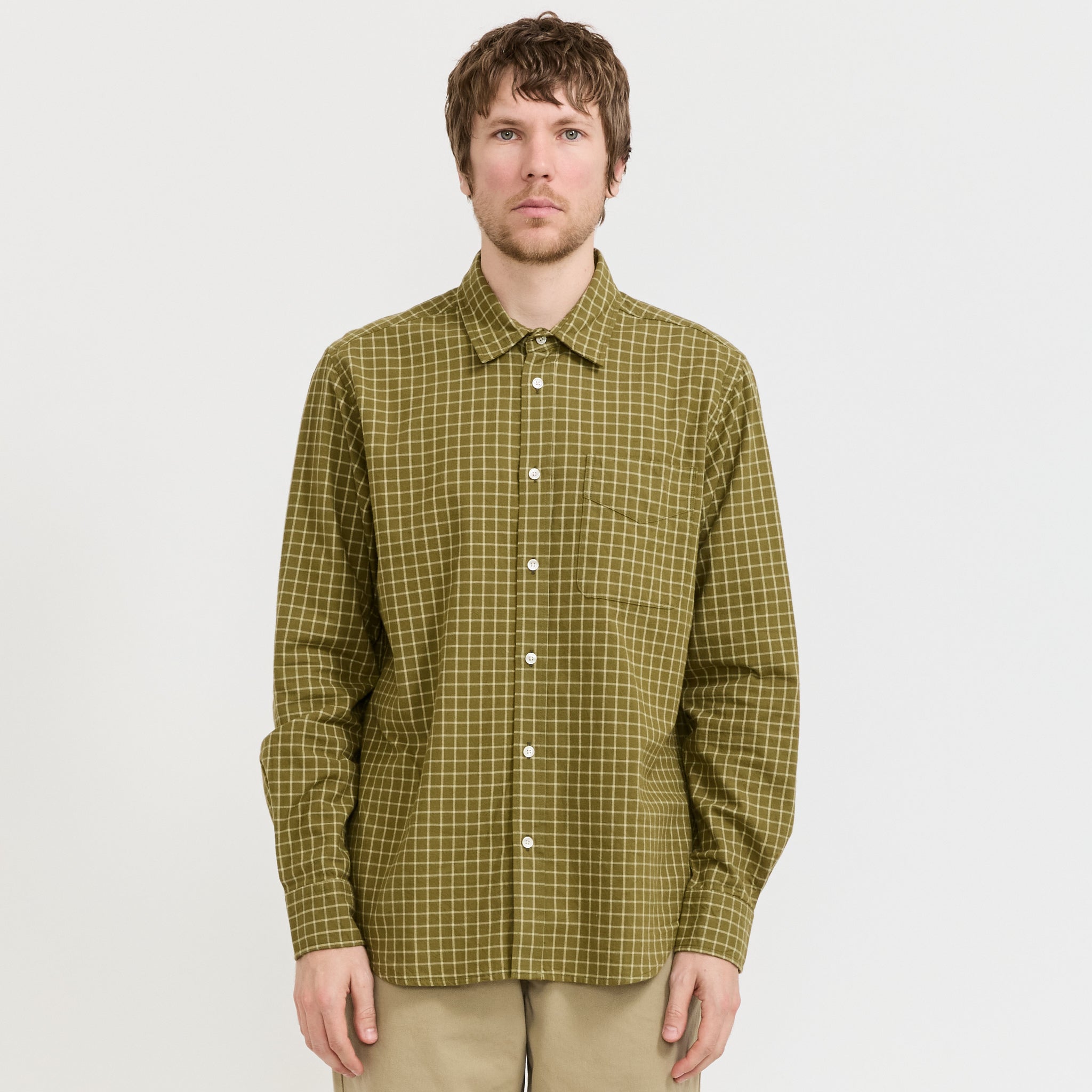 Ridge Flannel Regular Fit Check Shirt Thyme Check