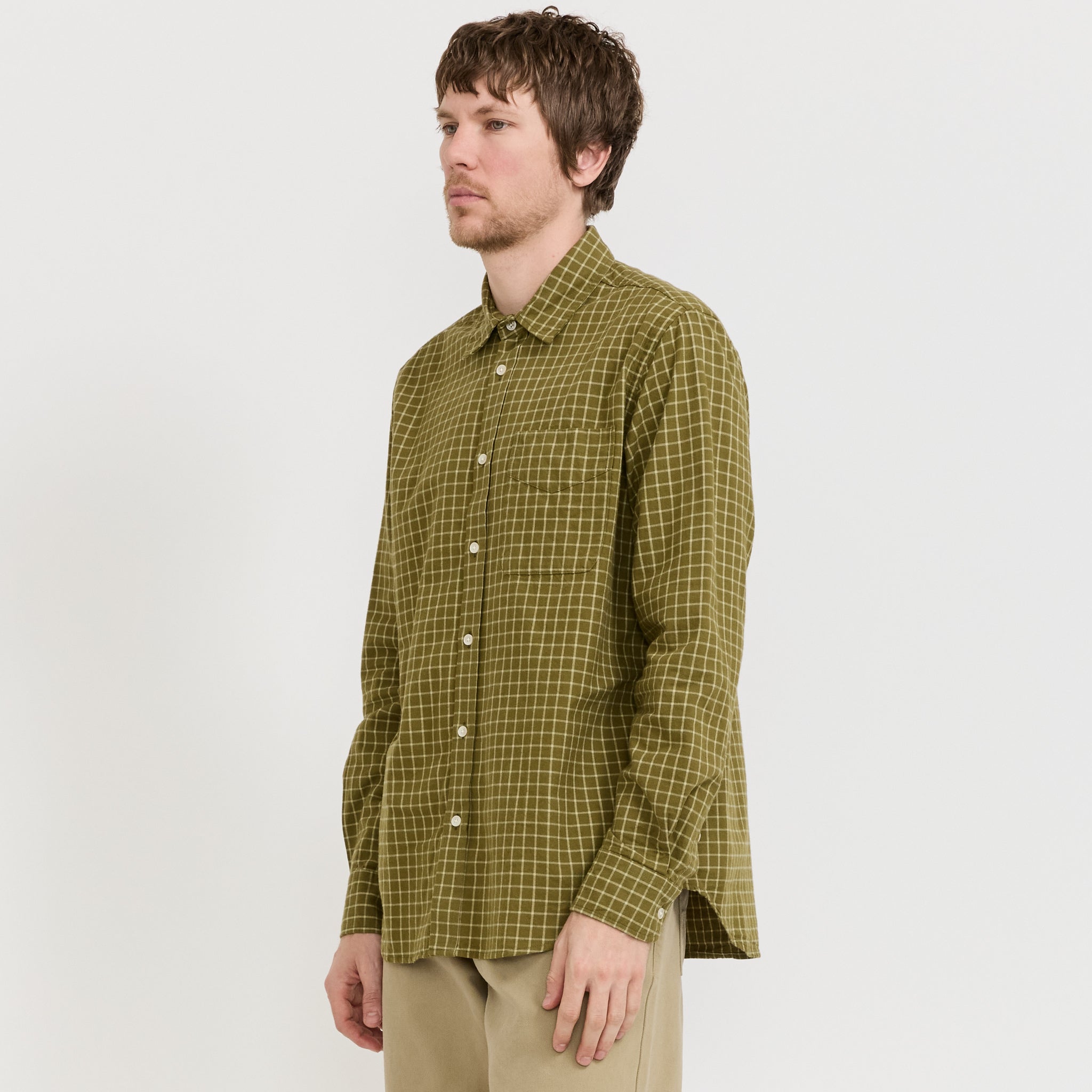Ridge Flannel Regular Fit Check Shirt Thyme Check