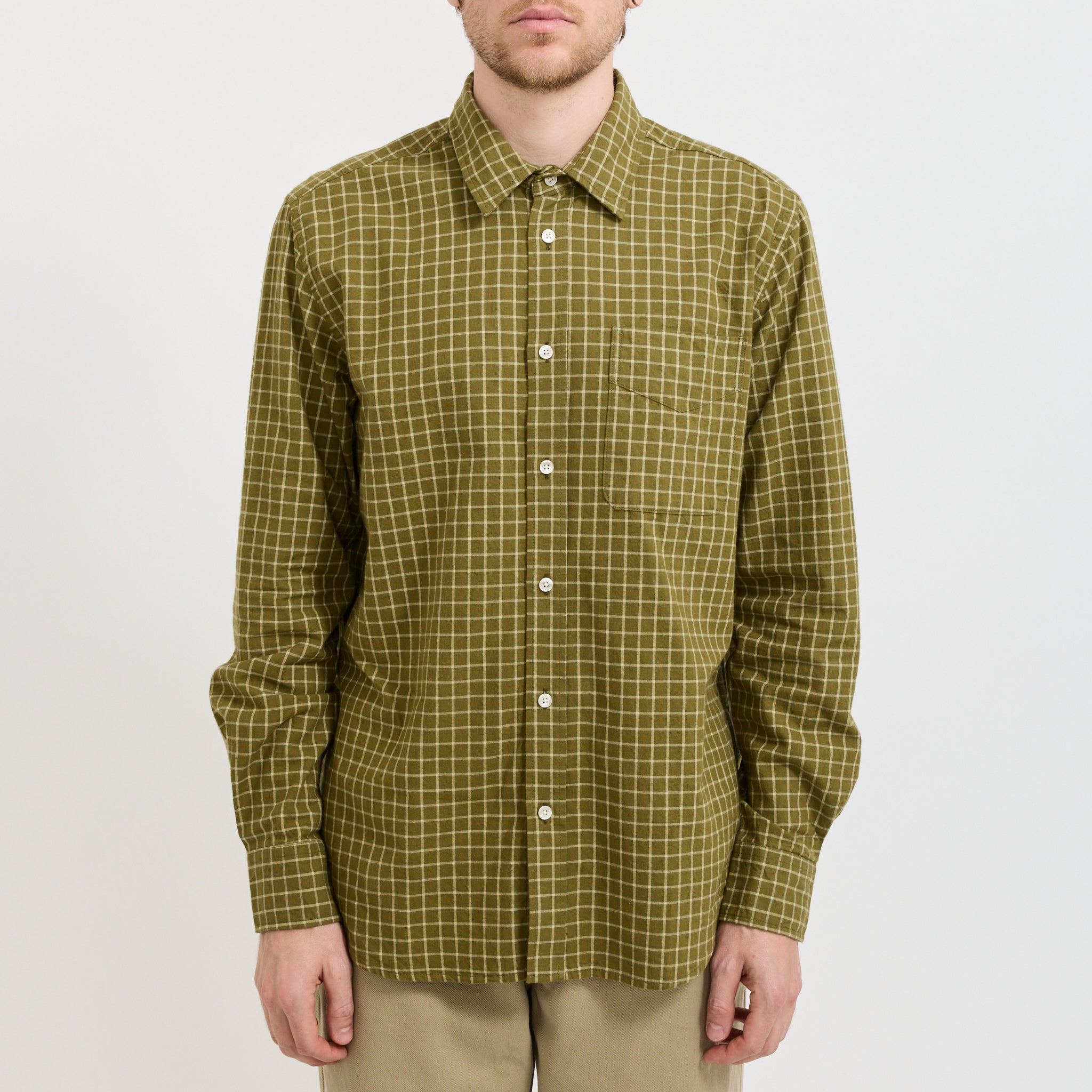 Ridge Flannel Regular Fit Check Shirt Thyme Check