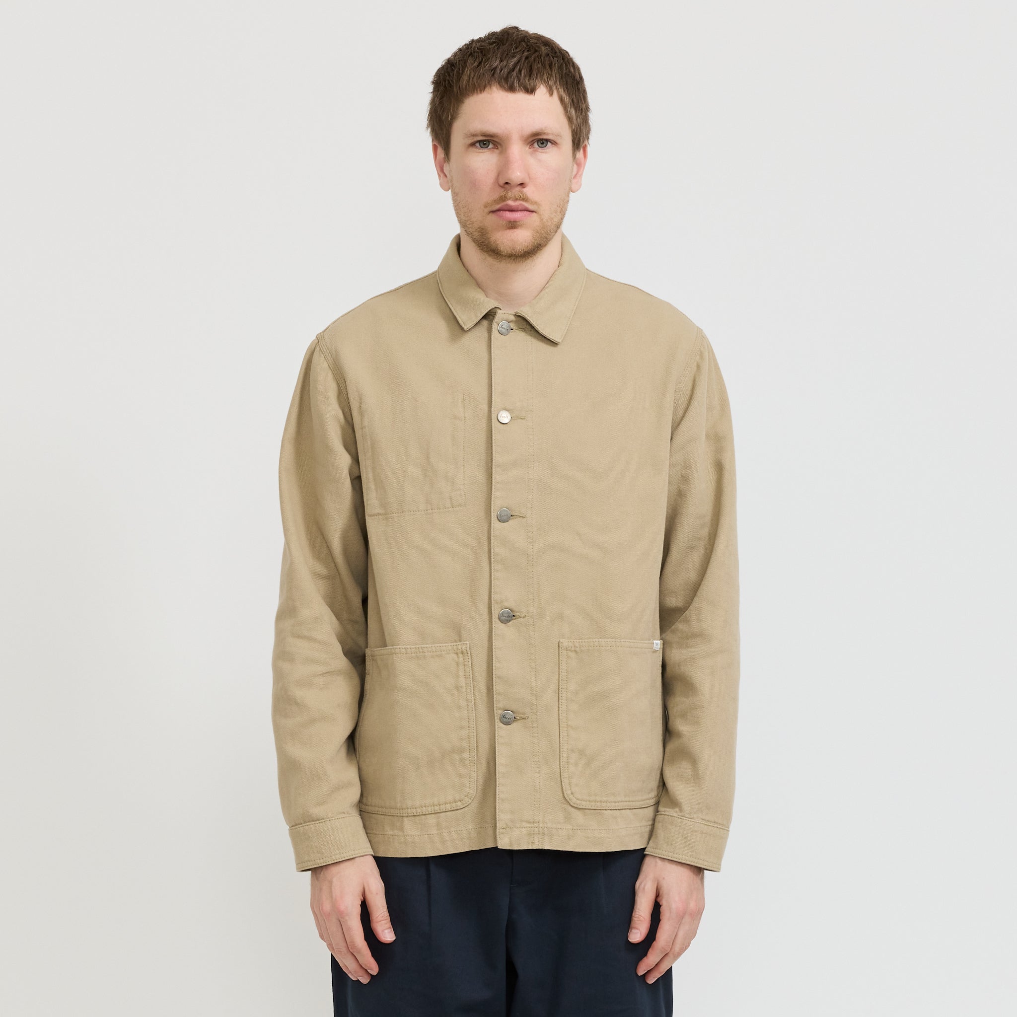 Foret | Wood Embroidery Overshirt Khaki | Maplestore