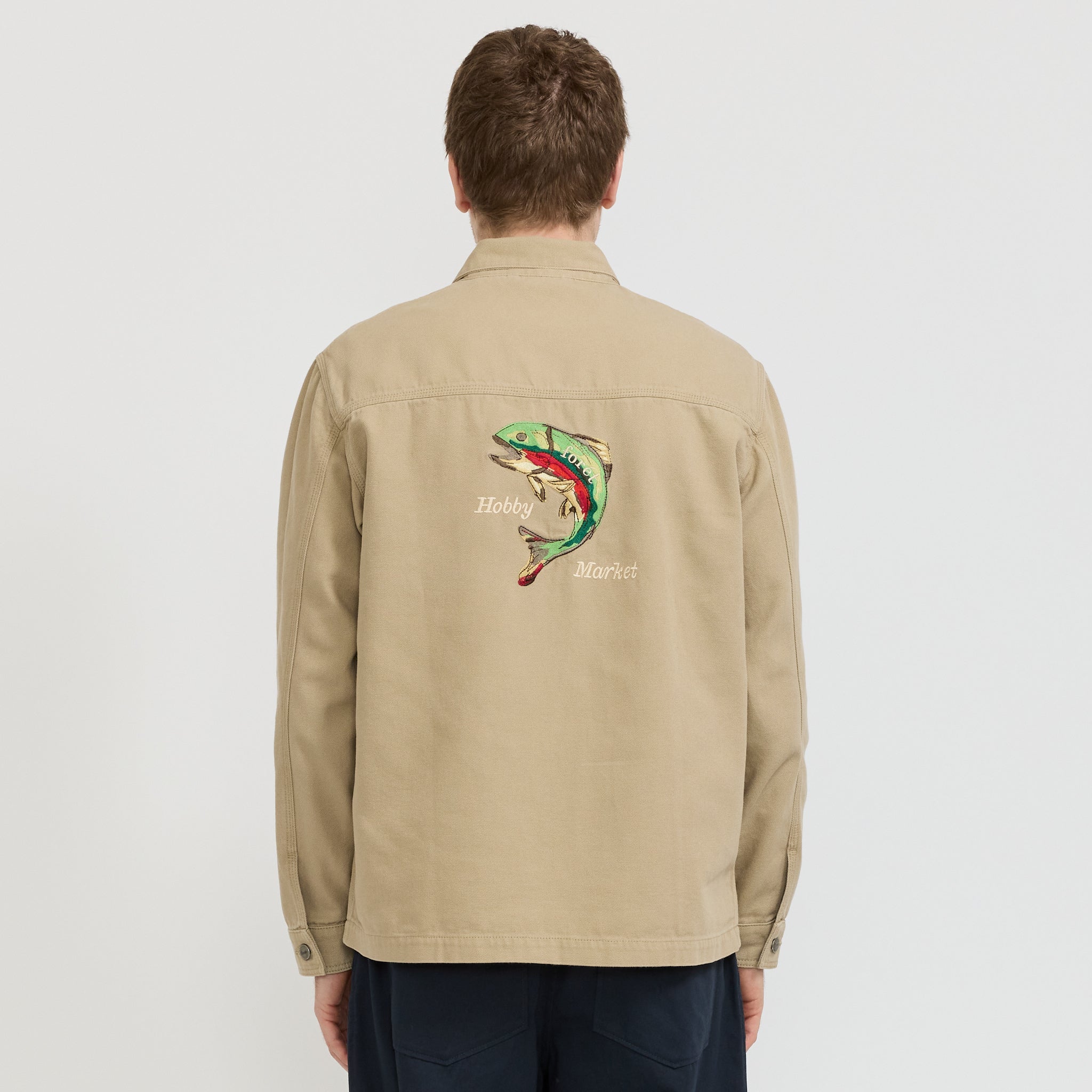 Foret | Wood Embroidery Overshirt Khaki | Maplestore