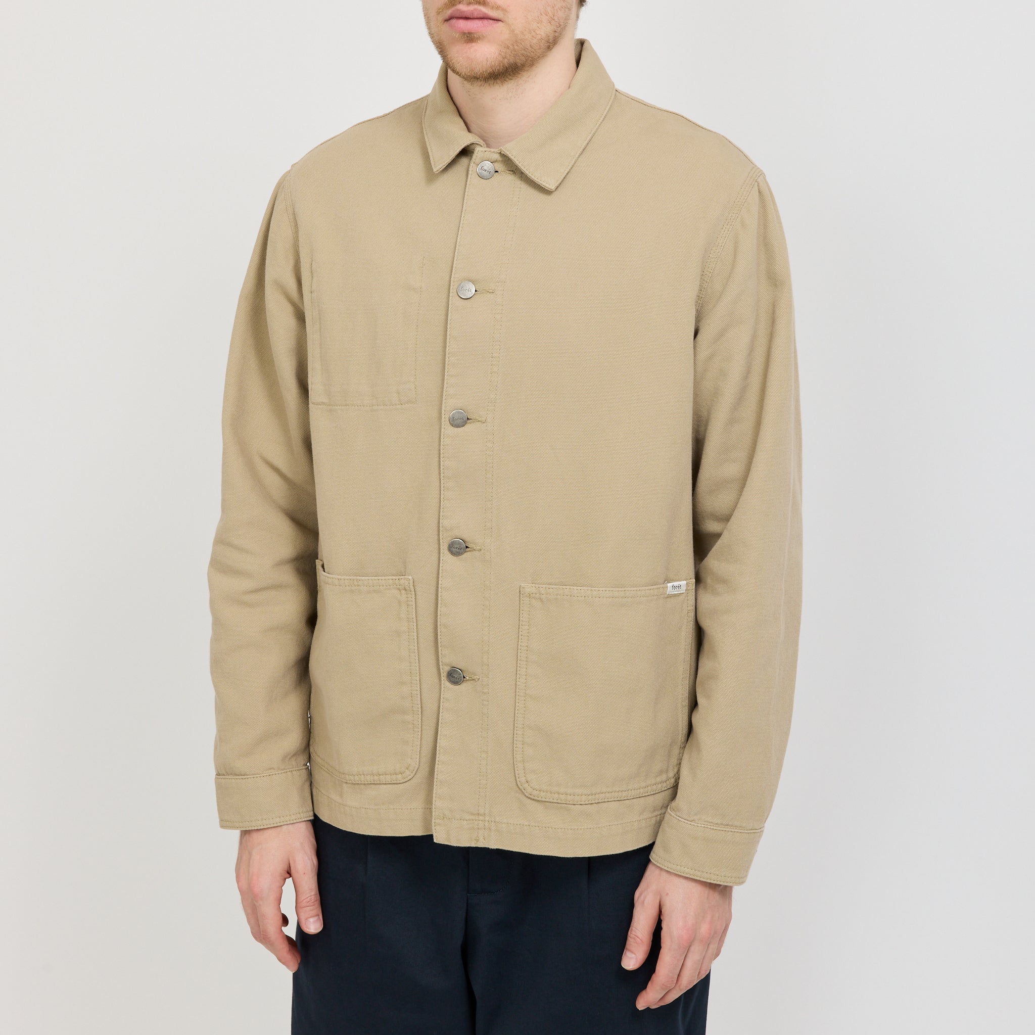 Foret | Wood Embroidery Overshirt Khaki | Maplestore