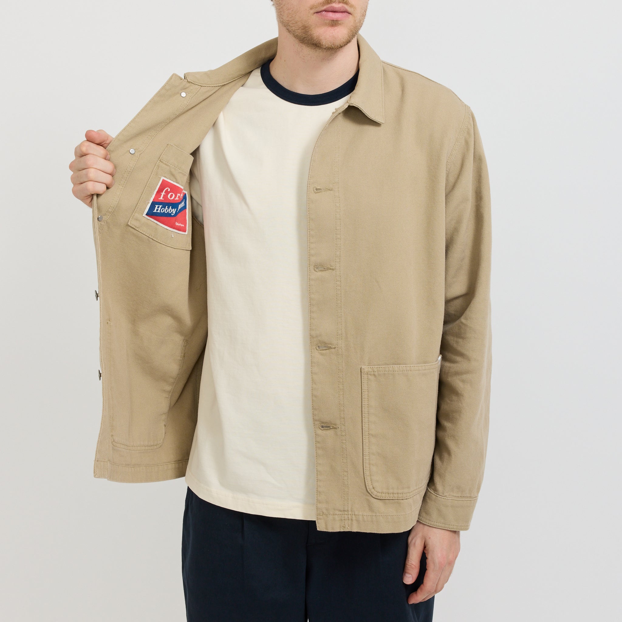 Foret | Wood Embroidery Overshirt Khaki | Maplestore