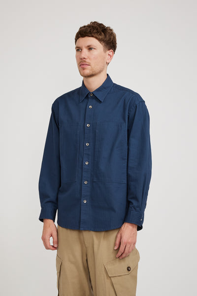 Frizmworks | HBT Carpenter Pocket Work Shirt Vintage Blue | Maplestore