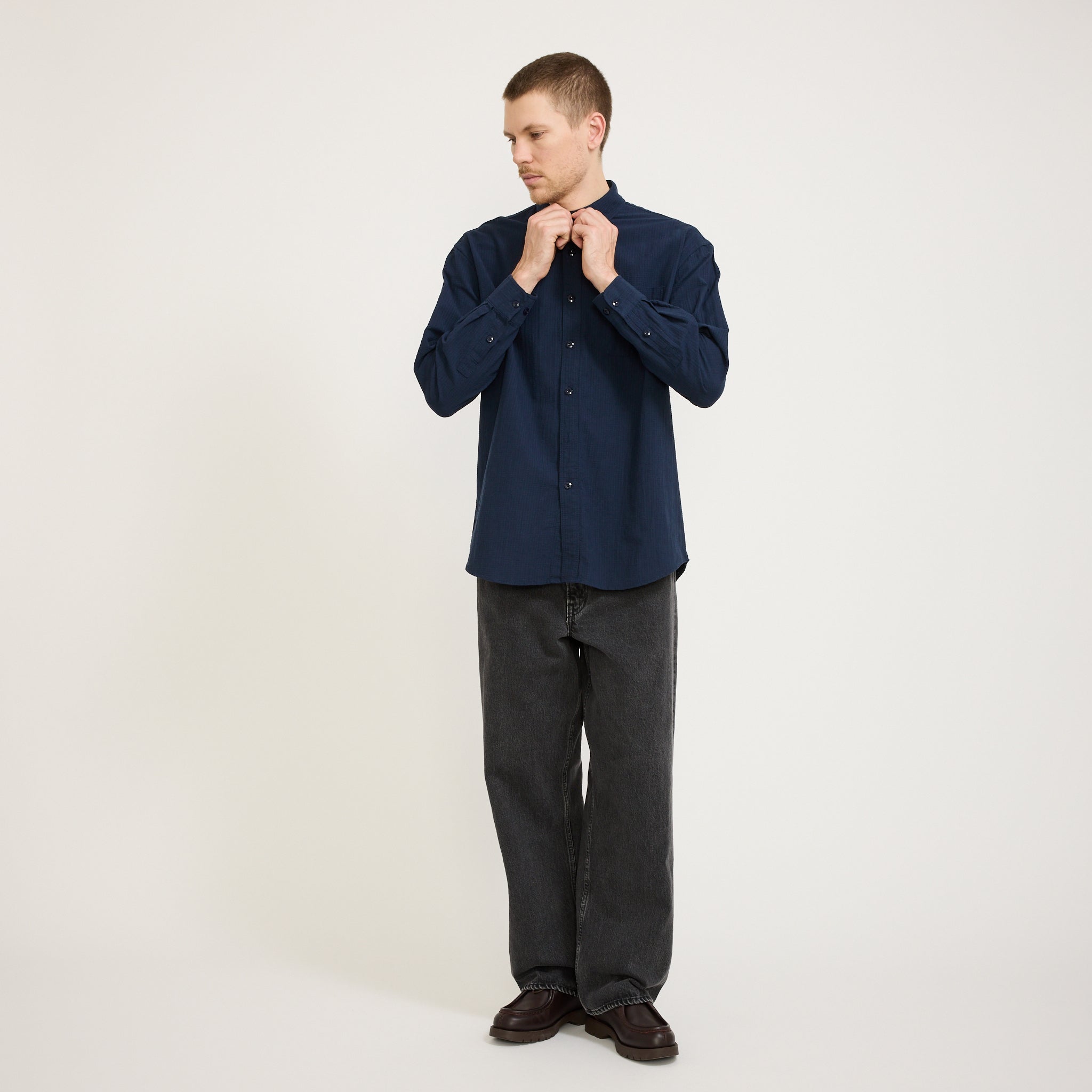 SEERSUCKER SHIRT - Navy blue | ZARA Canada