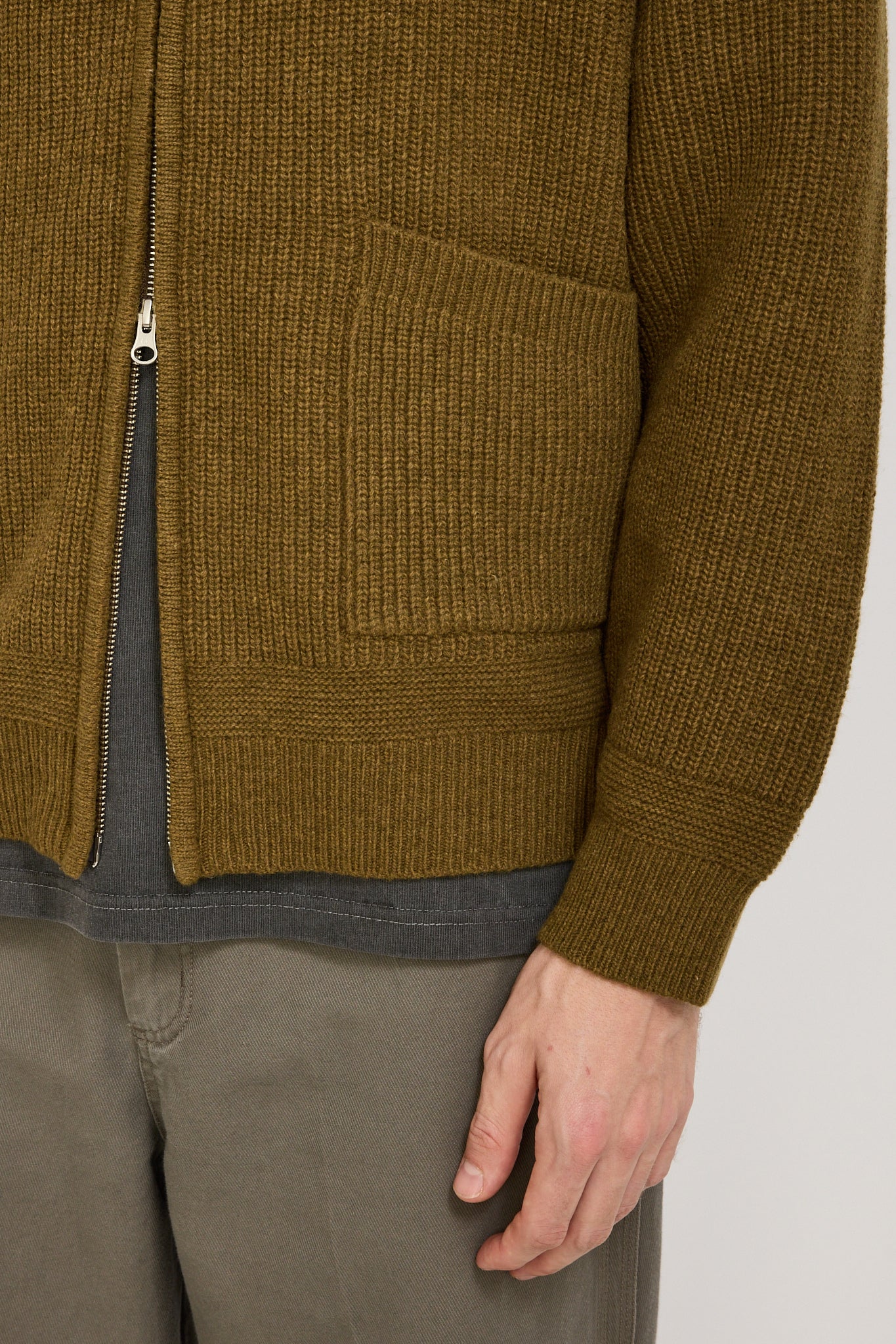 Wool Deck Zip Up Cardigan Cinnamon