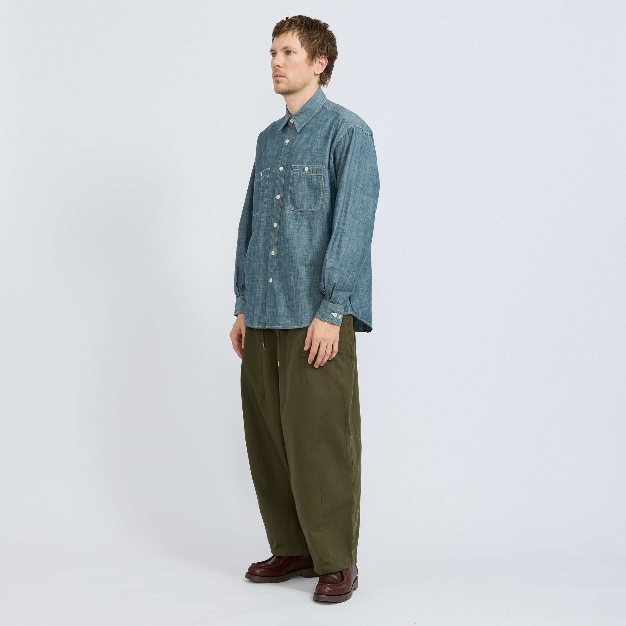 Frizmworks | Kuroki Chambray Work Shirt Washed Blue | Maplestore