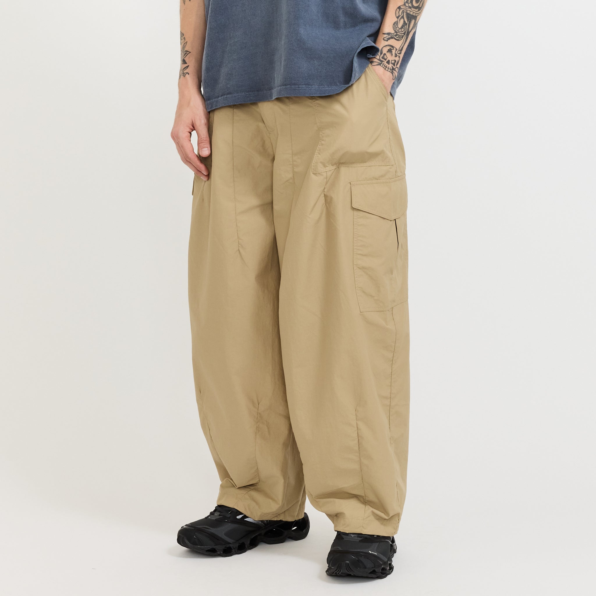 Nylon Cargo Balloon Pants Beige