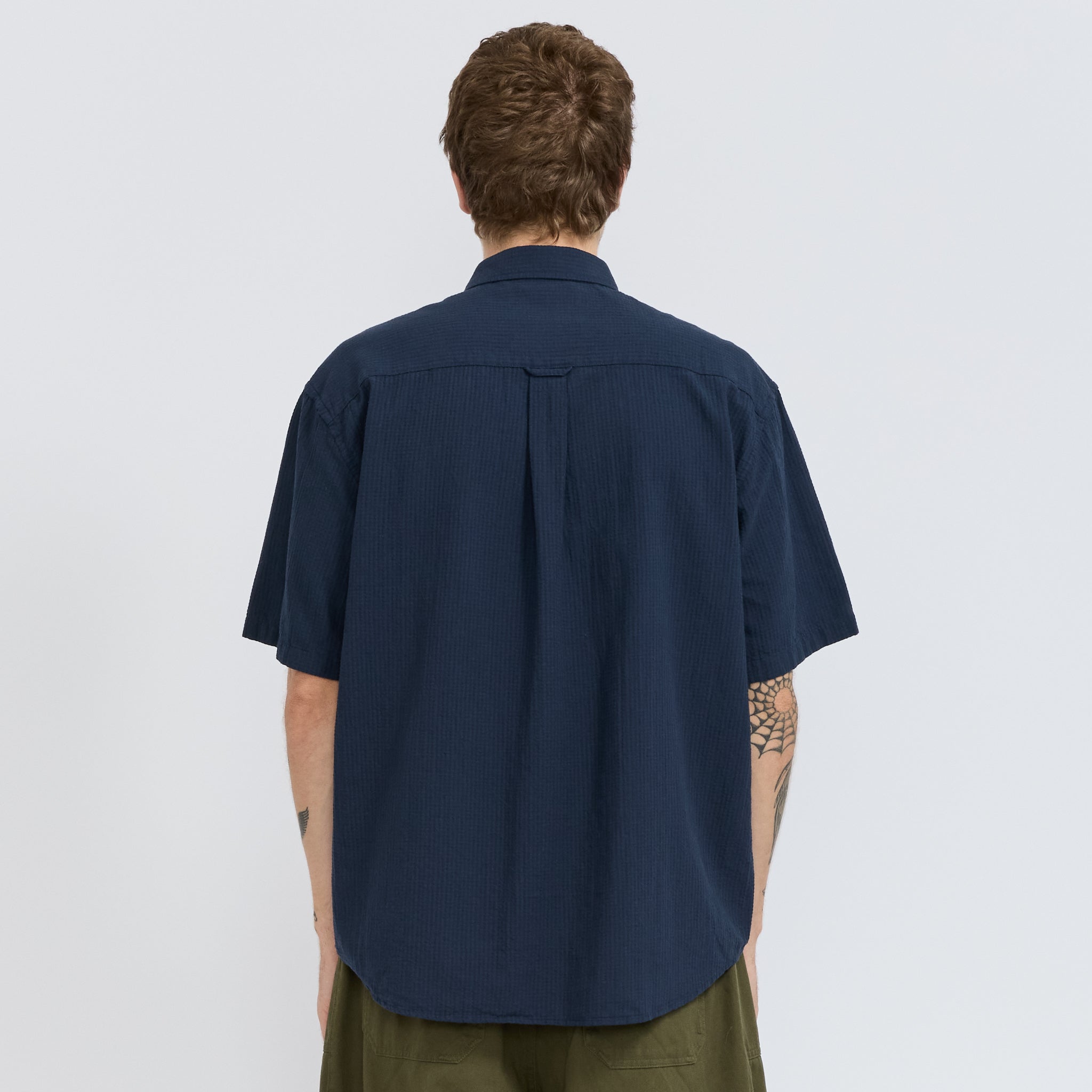 Frizmworks | OG Dobby Weave Seersucker Half Shirt Navy | Maplestore