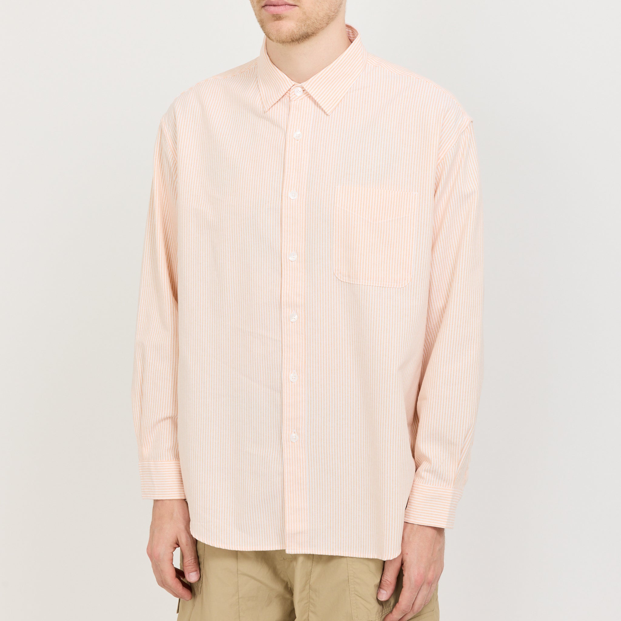 ga.co　Oversized volume stripe SH Frizmworks OG Stripe Oversized Shirt Orange | Maplestore