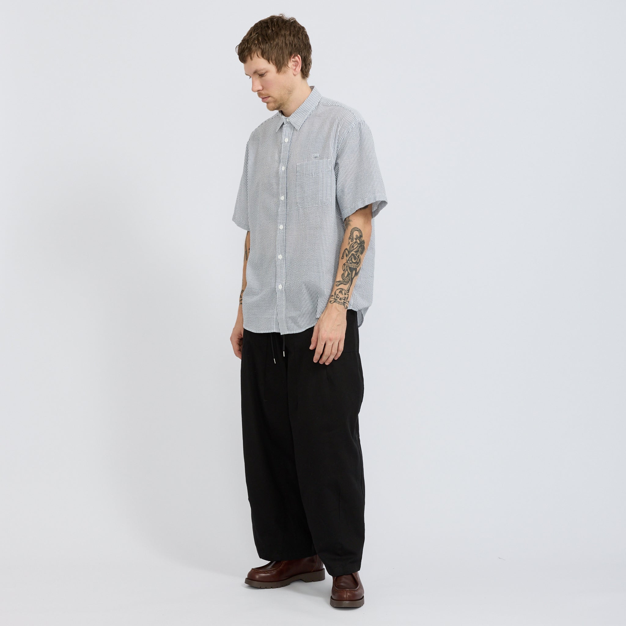Frizmworks | OG Stripe Seersucker Half Shirt Blue | Maplestore