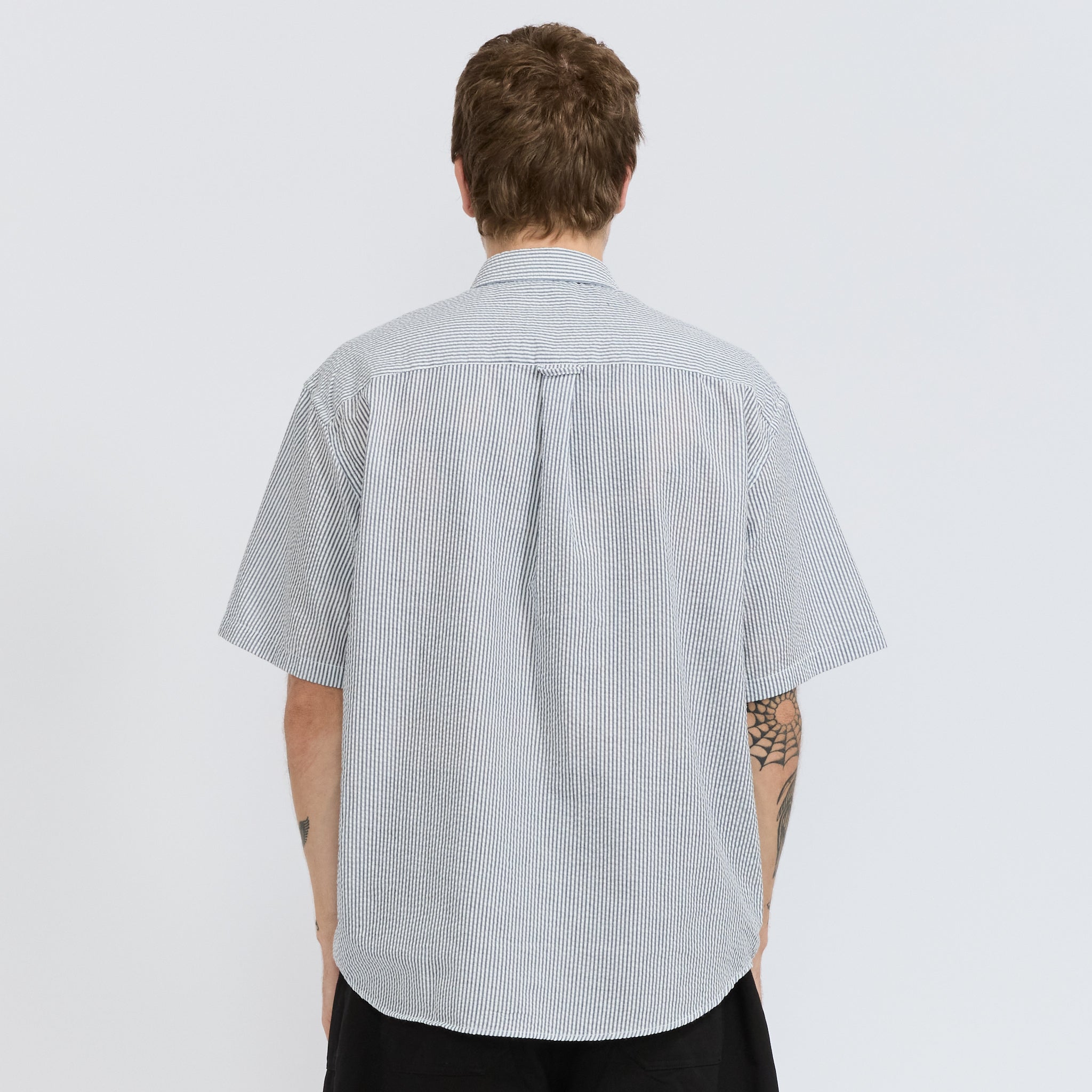 Frizmworks | OG Stripe Seersucker Half Shirt Blue | Maplestore