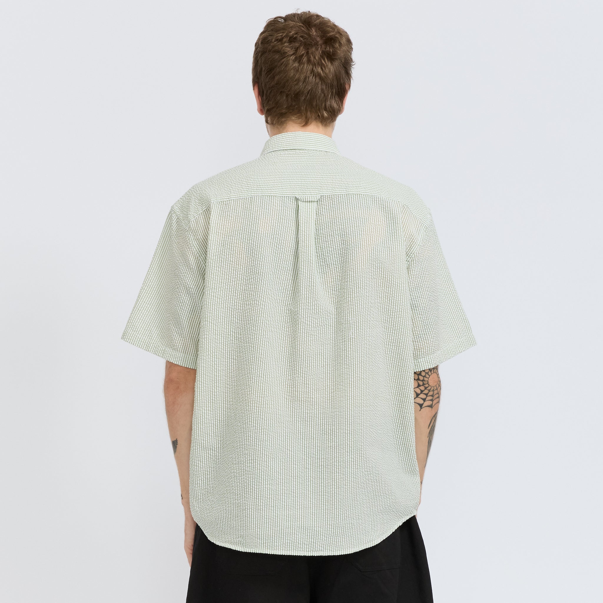 Frizmworks | OG Stripe Seersucker Half Shirt Green | Maplestore