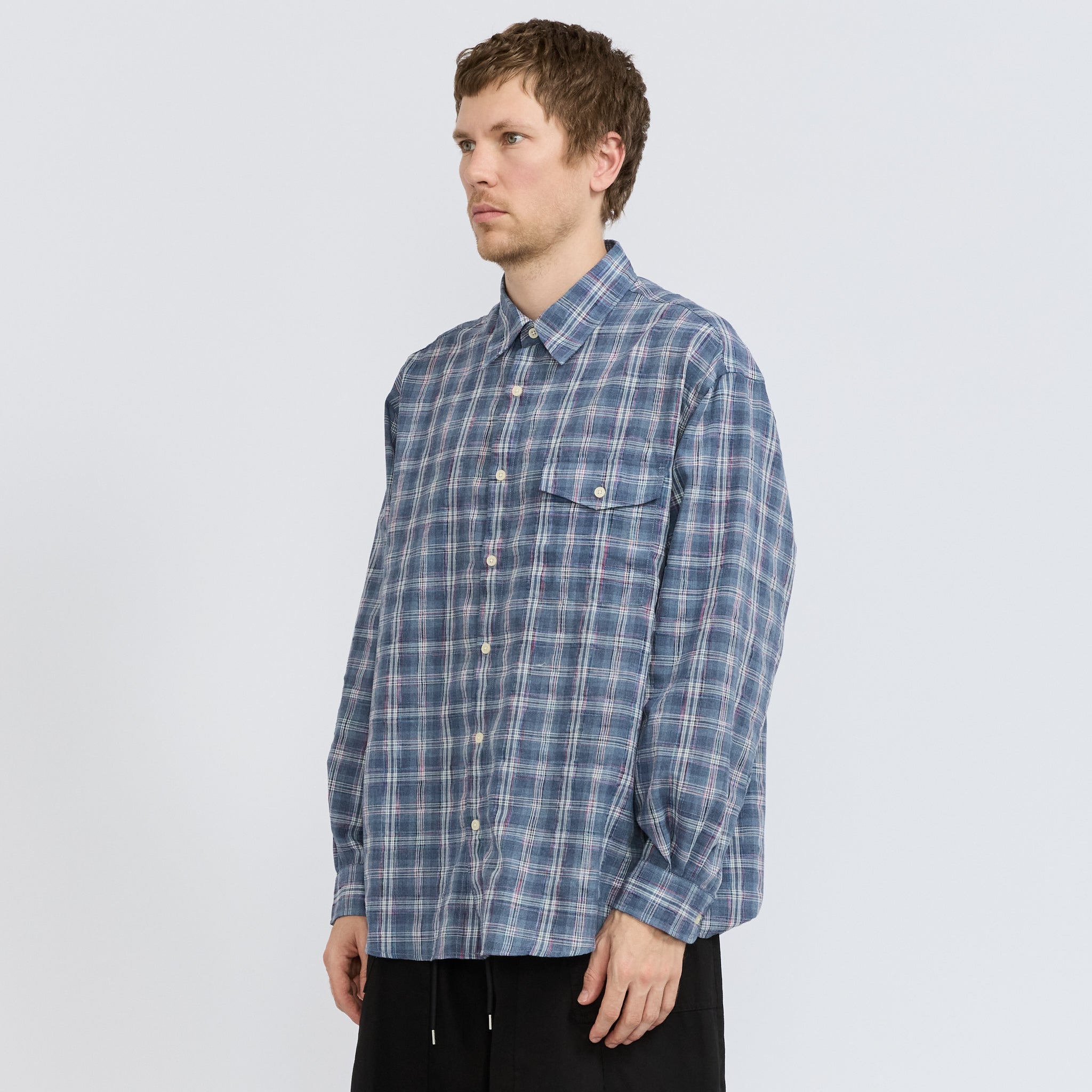 Frizmworks | Uneven Check Shirt Blue | Maplestore
