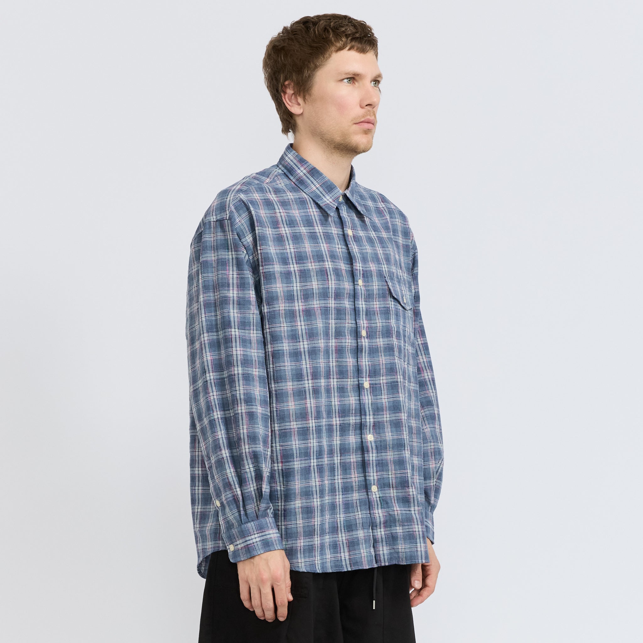 Frizmworks | Uneven Check Shirt Blue | Maplestore