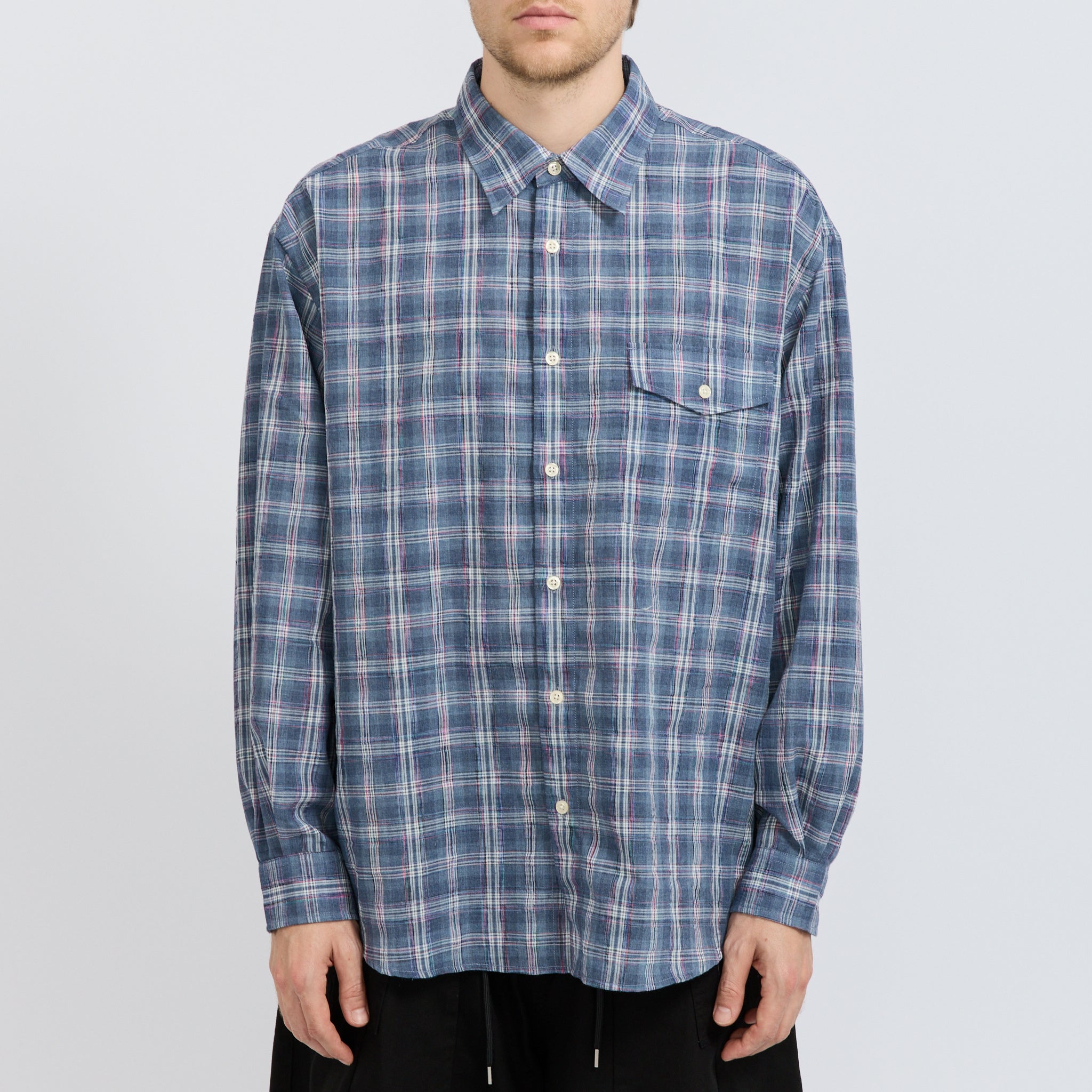Frizmworks | Uneven Check Shirt Blue | Maplestore
