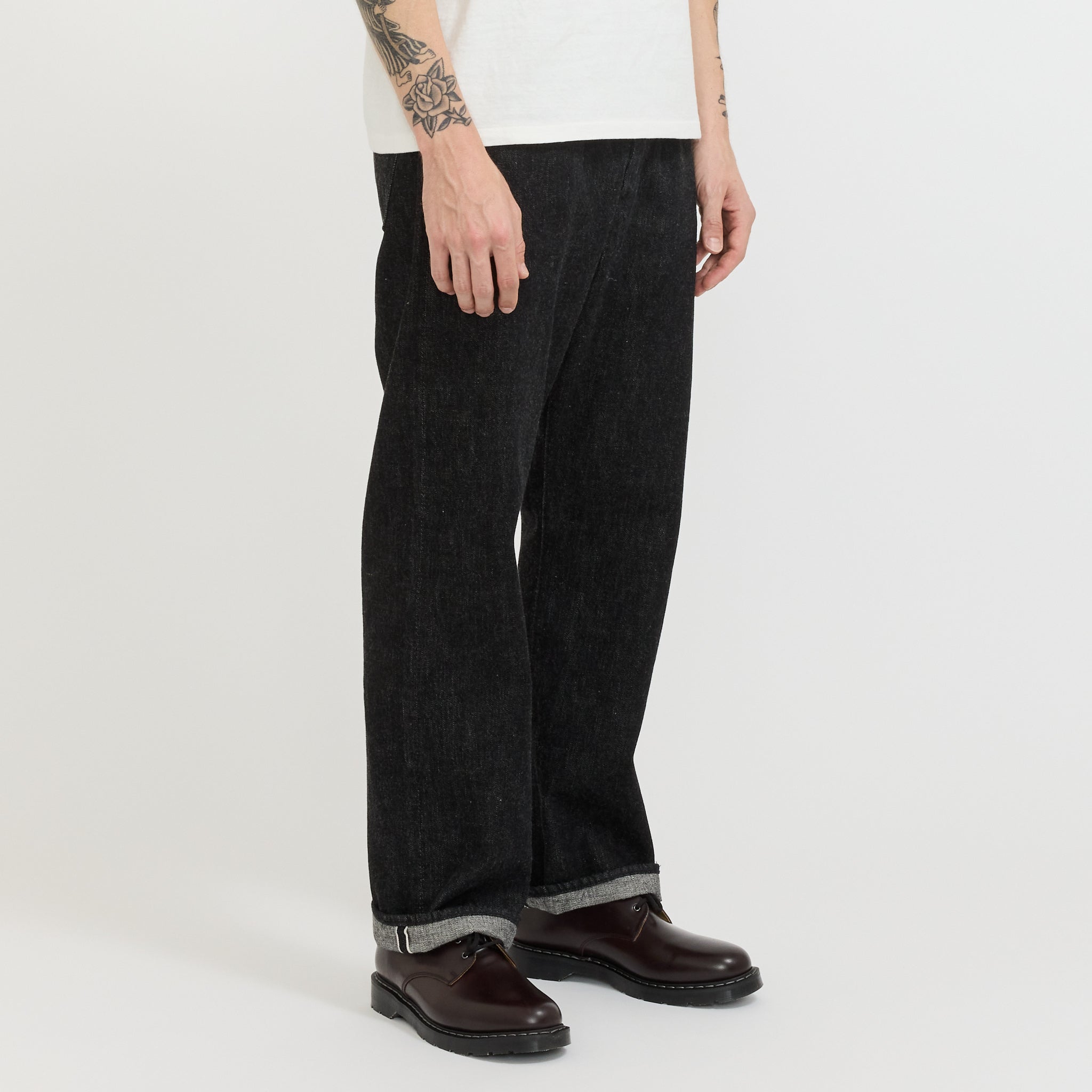 Wide Black Selvedge Denim