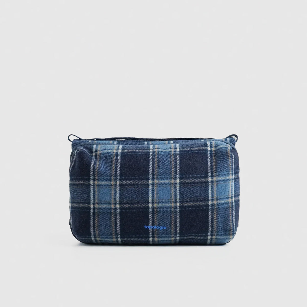 Bottle Sacoche Large Blue Check Wool