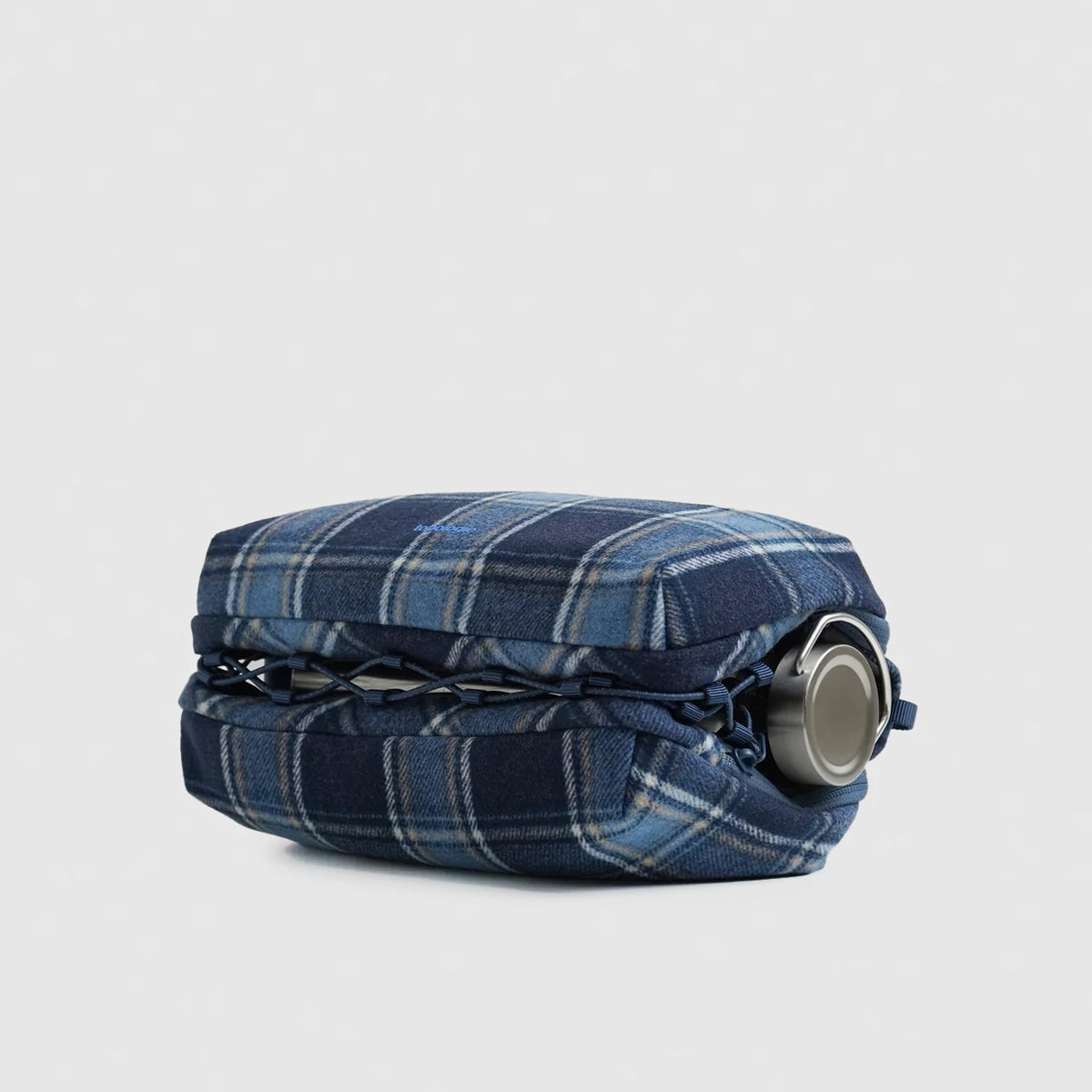 Bottle Sacoche Large Blue Check Wool