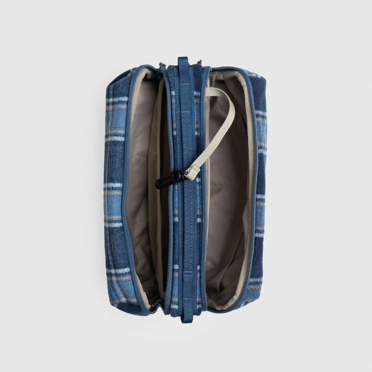 Bottle Sacoche Large Blue Check Wool
