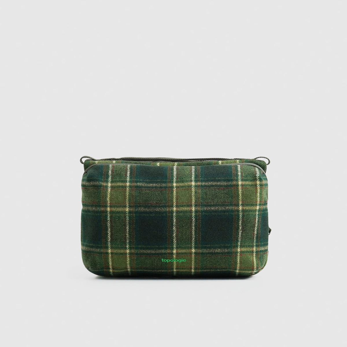 Bottle Sacoche Large Green Check Wool
