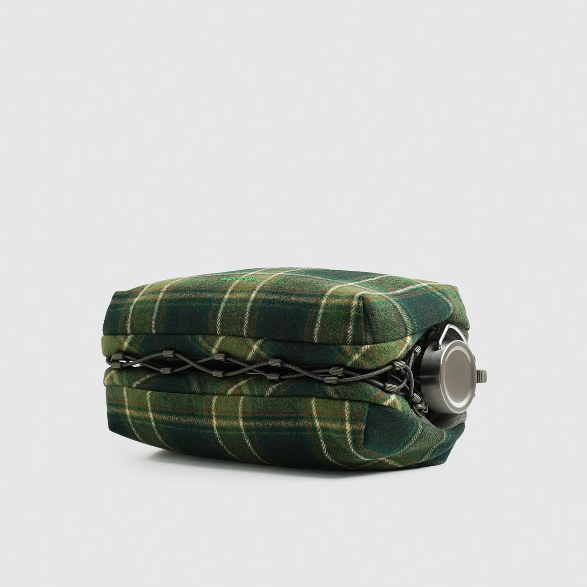 Bottle Sacoche Large Green Check Wool