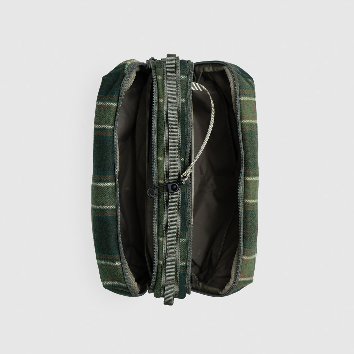 Bottle Sacoche Large Green Check Wool