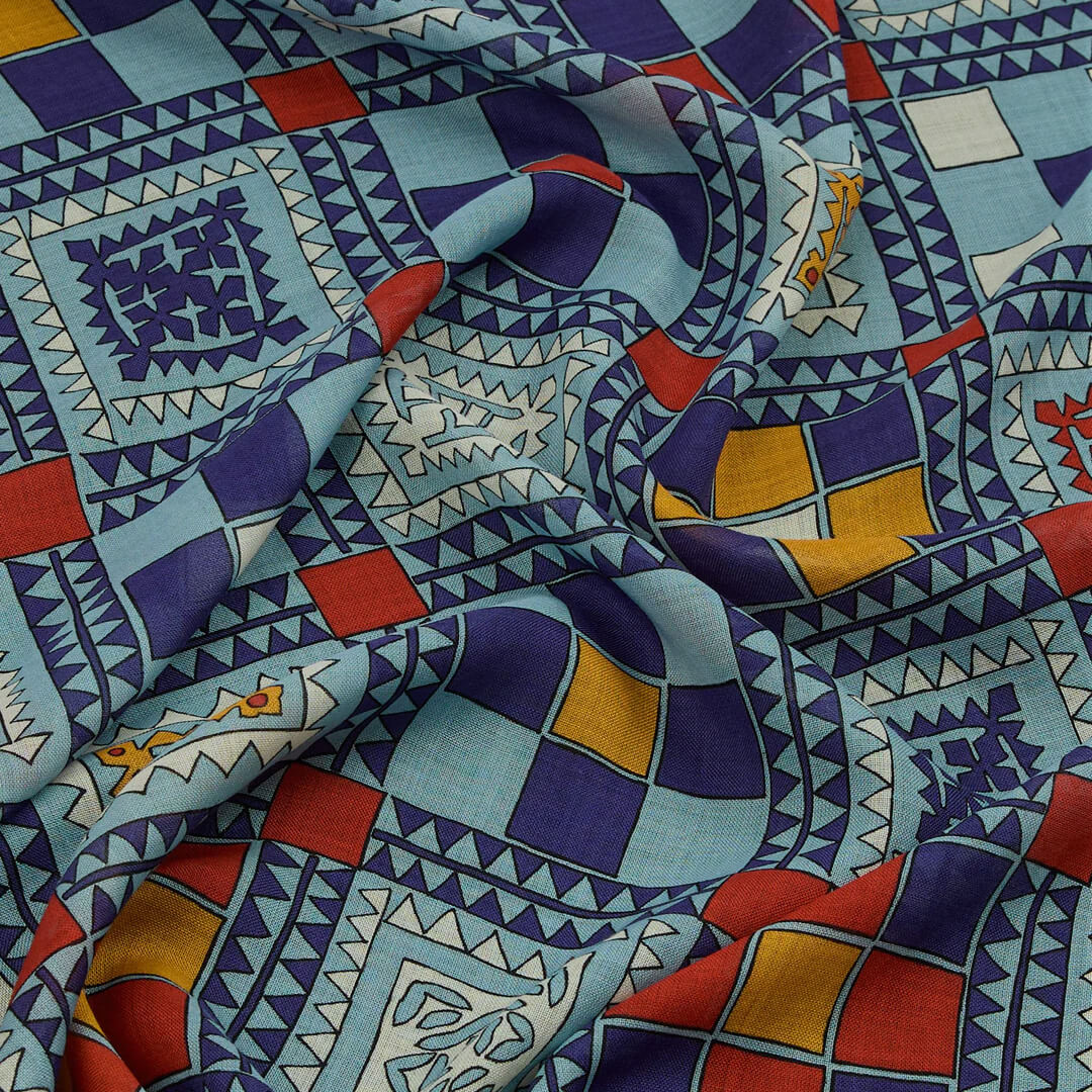 Geometric Print Scarf Blue