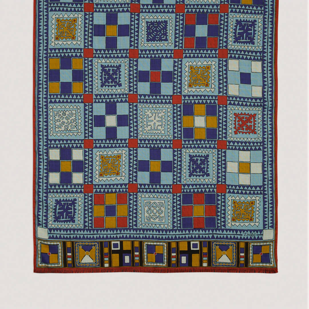 Geometric Print Scarf Blue